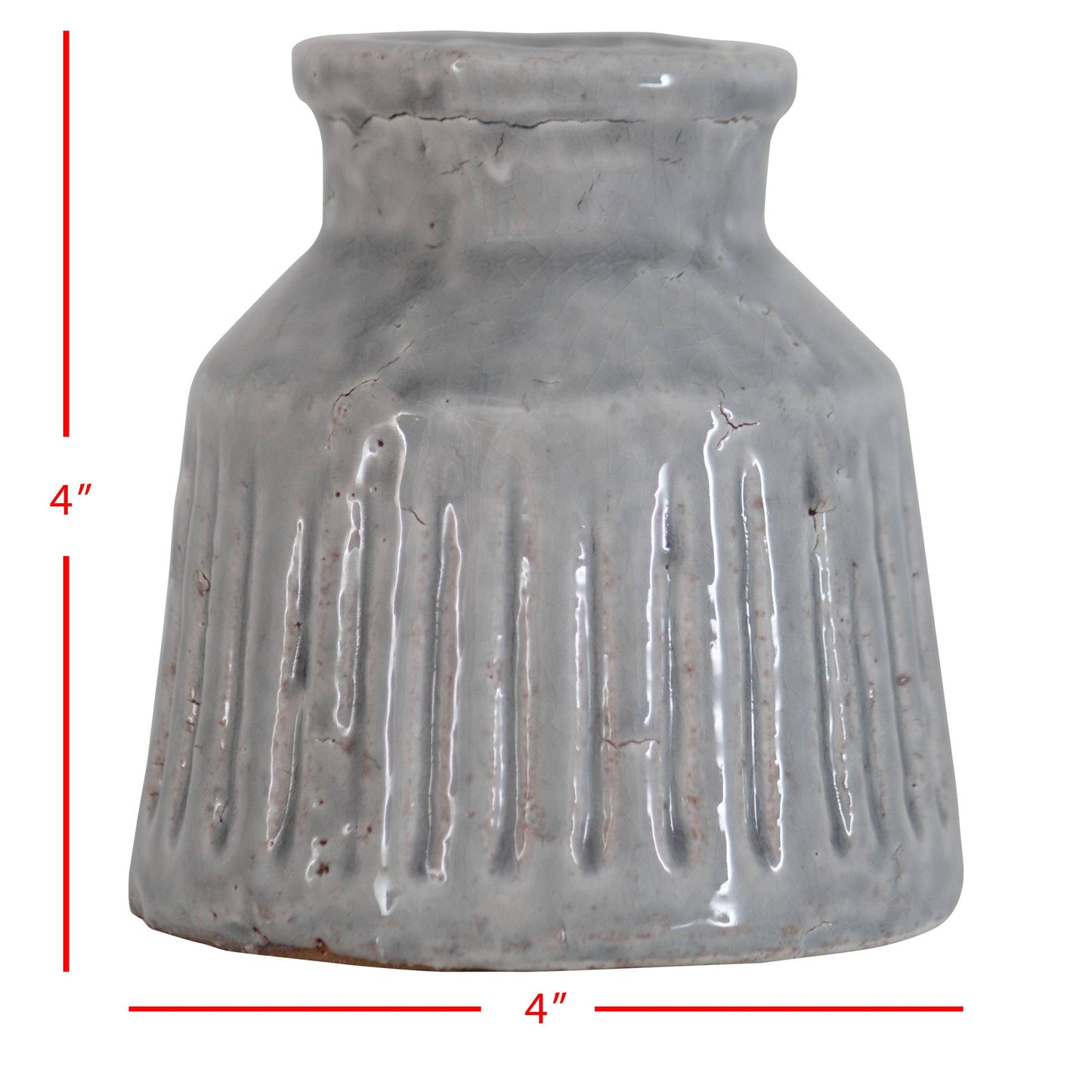 Bettina Handmade Gray Terracotta Vase Carved Stripes