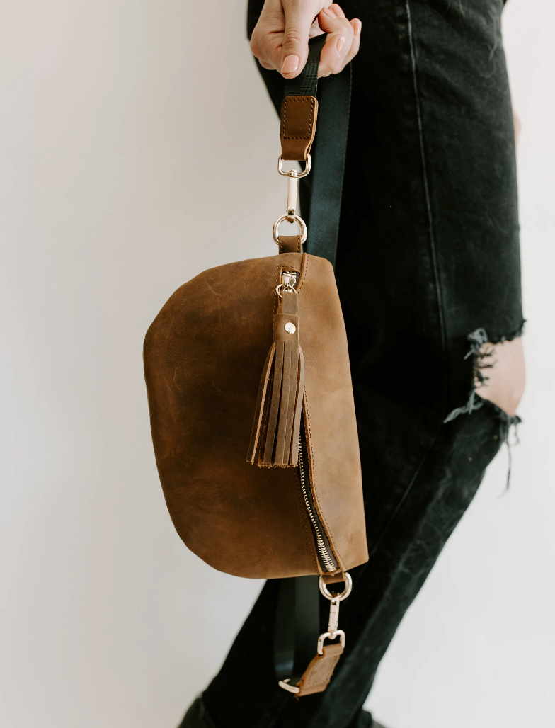 Genuine Leather Fanny Pack Adjustable Crossbody Bag