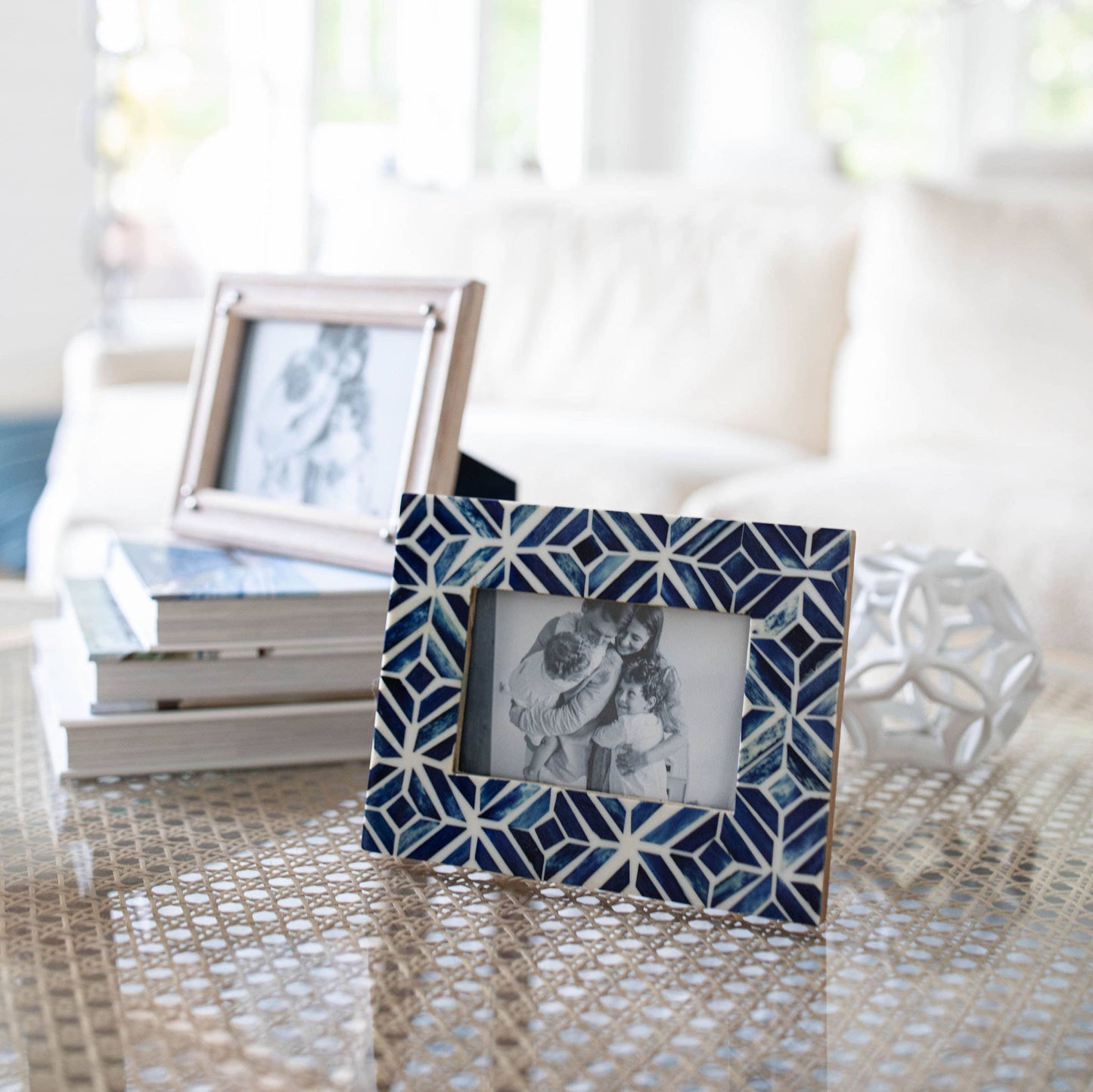 Celestina 4x6 Photo Deep Blue Resin Mosaic Picture Frame