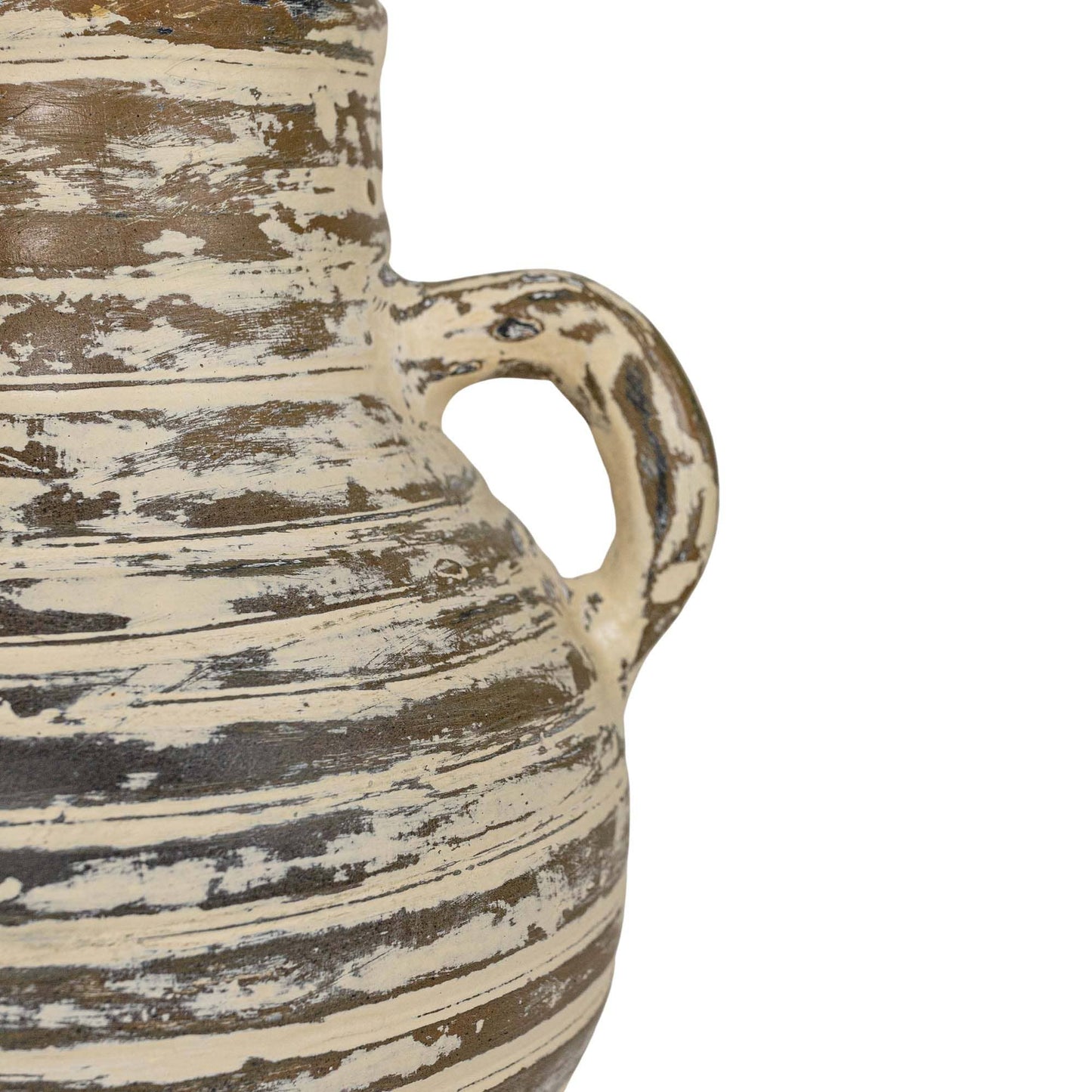 Gideon Ribbed with Handles Vase Cream Terracotta
