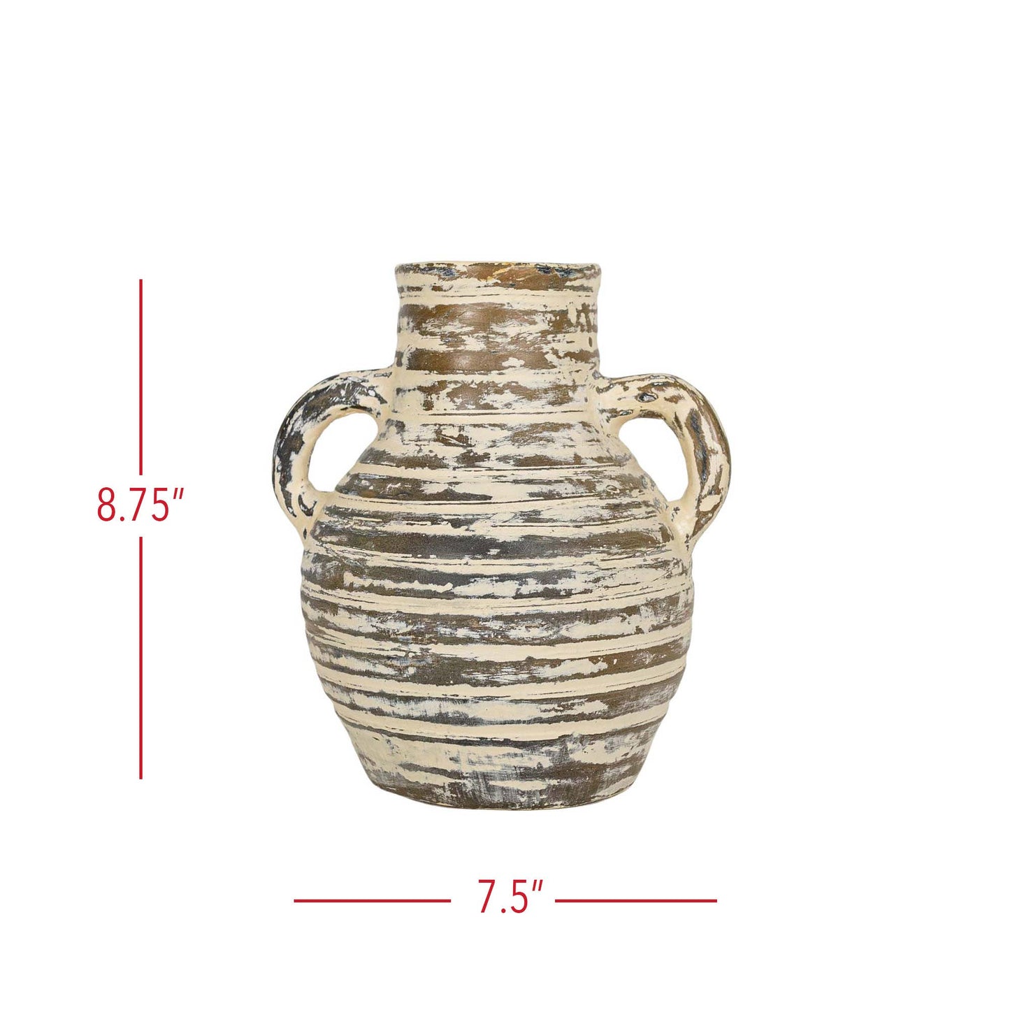 Gideon Ribbed with Handles Vase Cream Terracotta