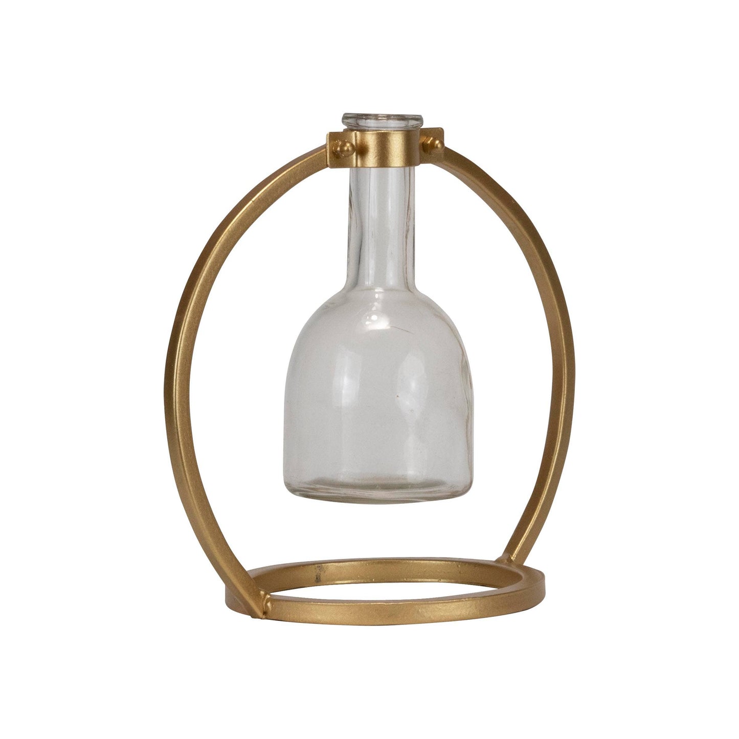 Capstone Floating Glass Bud Vase Brass Finish Metal