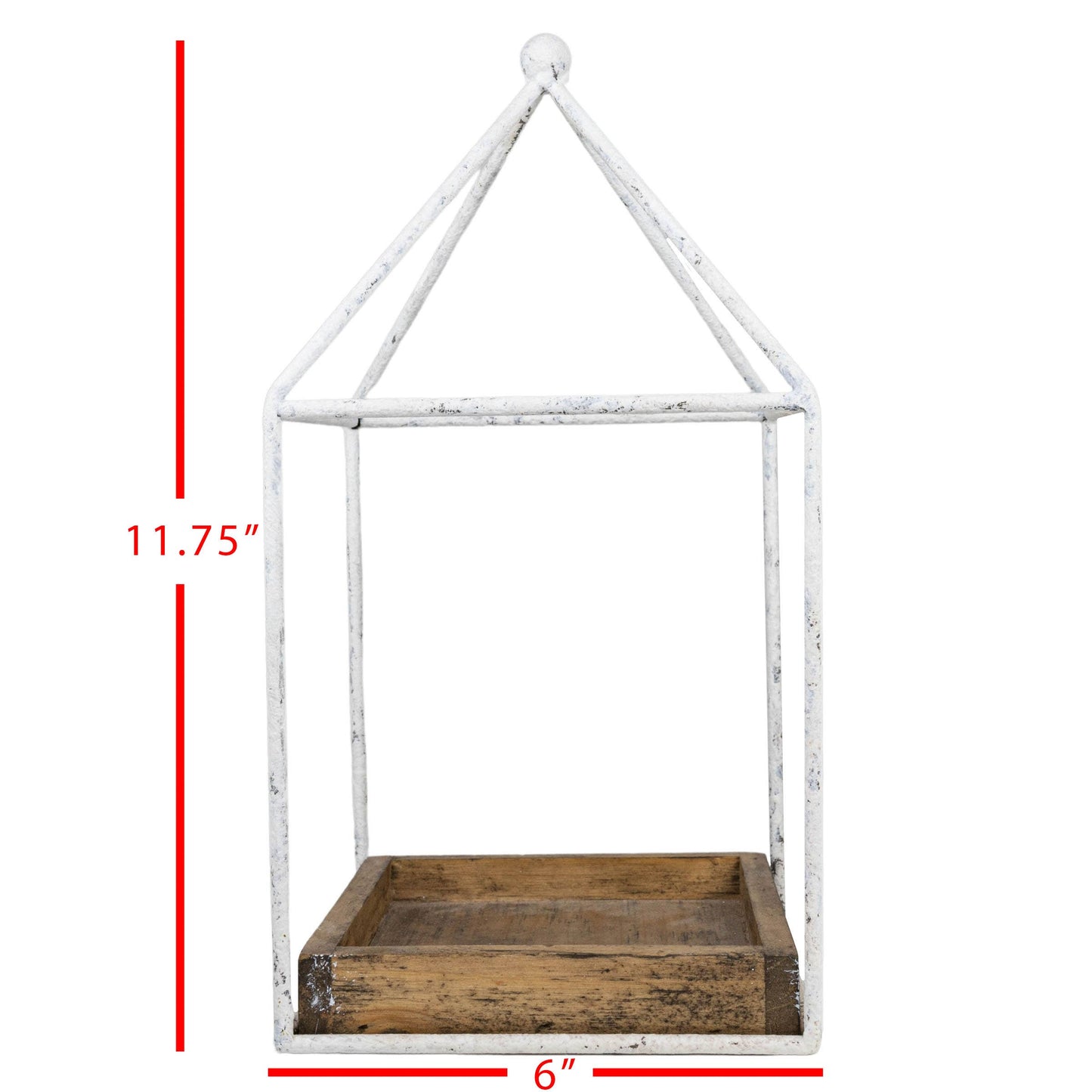 Belle Platform Tray White Metal & Wood