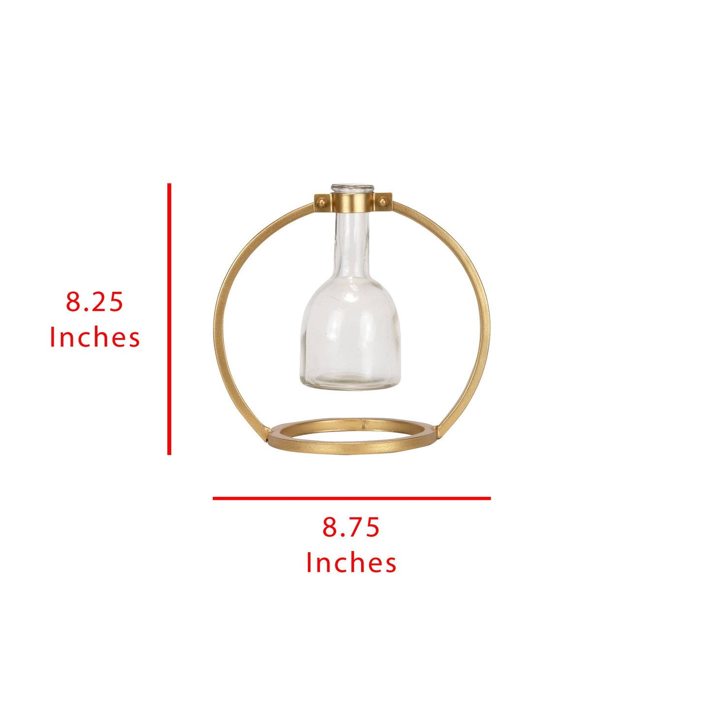 Capstone Floating Glass Bud Vase Brass Finish Metal