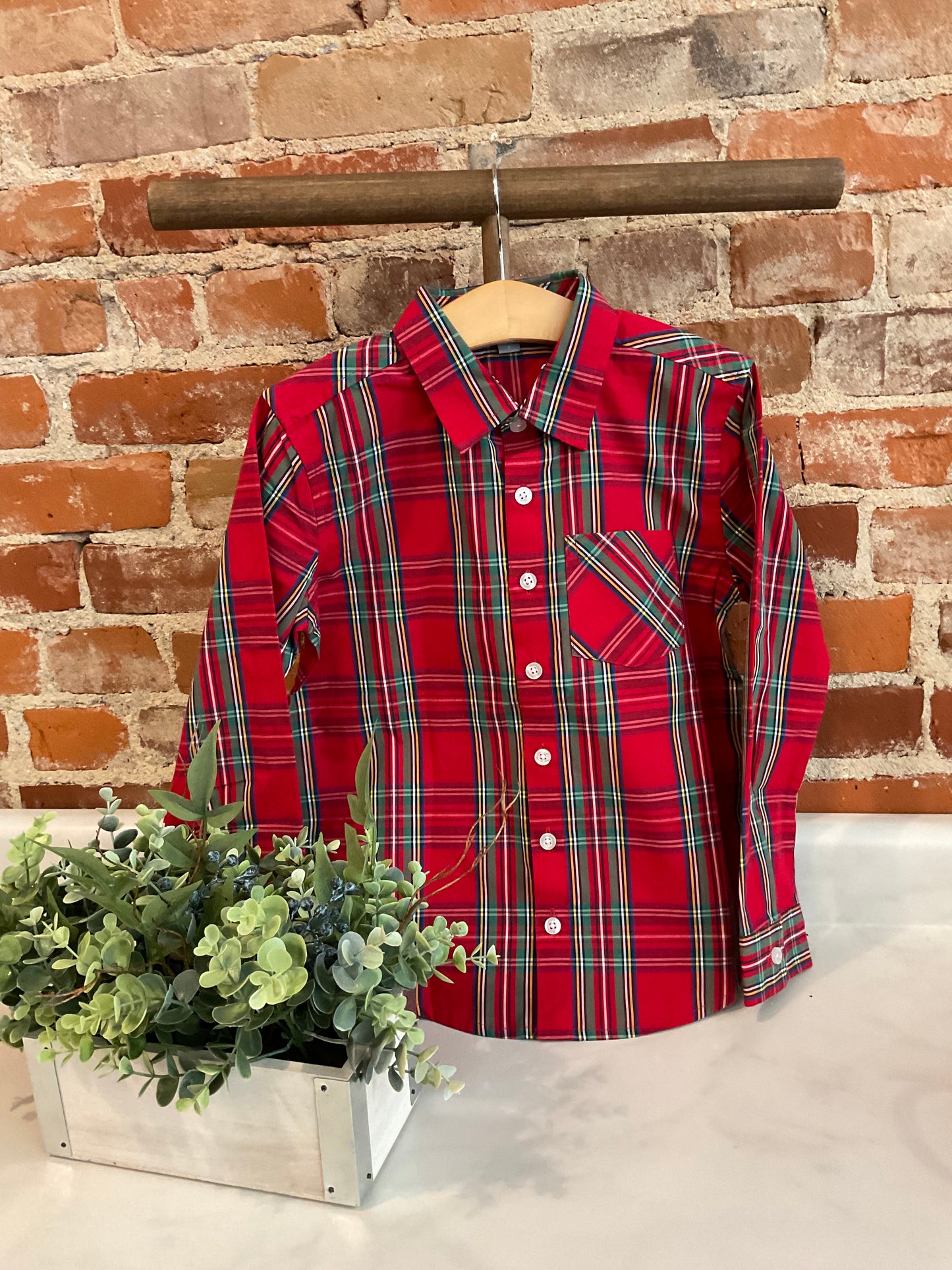 It’s The Season Plaid Long Sleeve Button Down Shirt