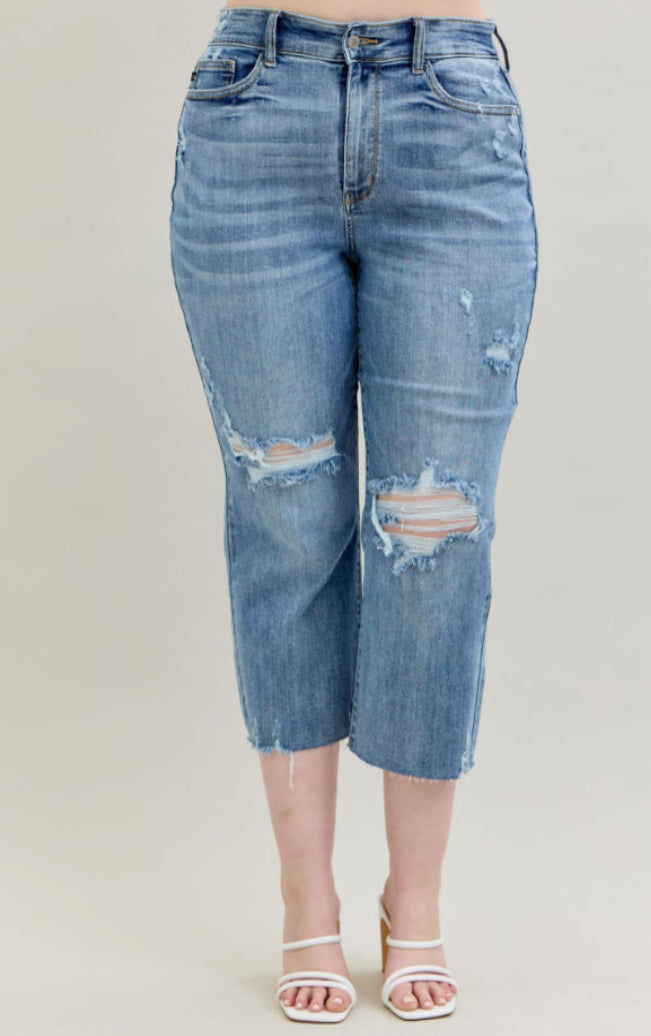 Judy Blue High Waisted Crop Wide Leg Jeans 0-24w