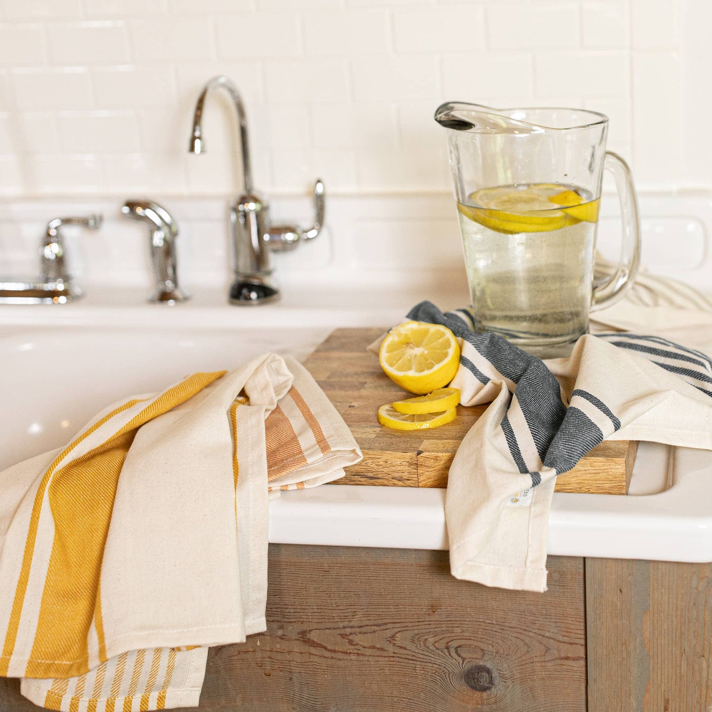 Colin Set 4 Striped Kitchen Towels Cotton