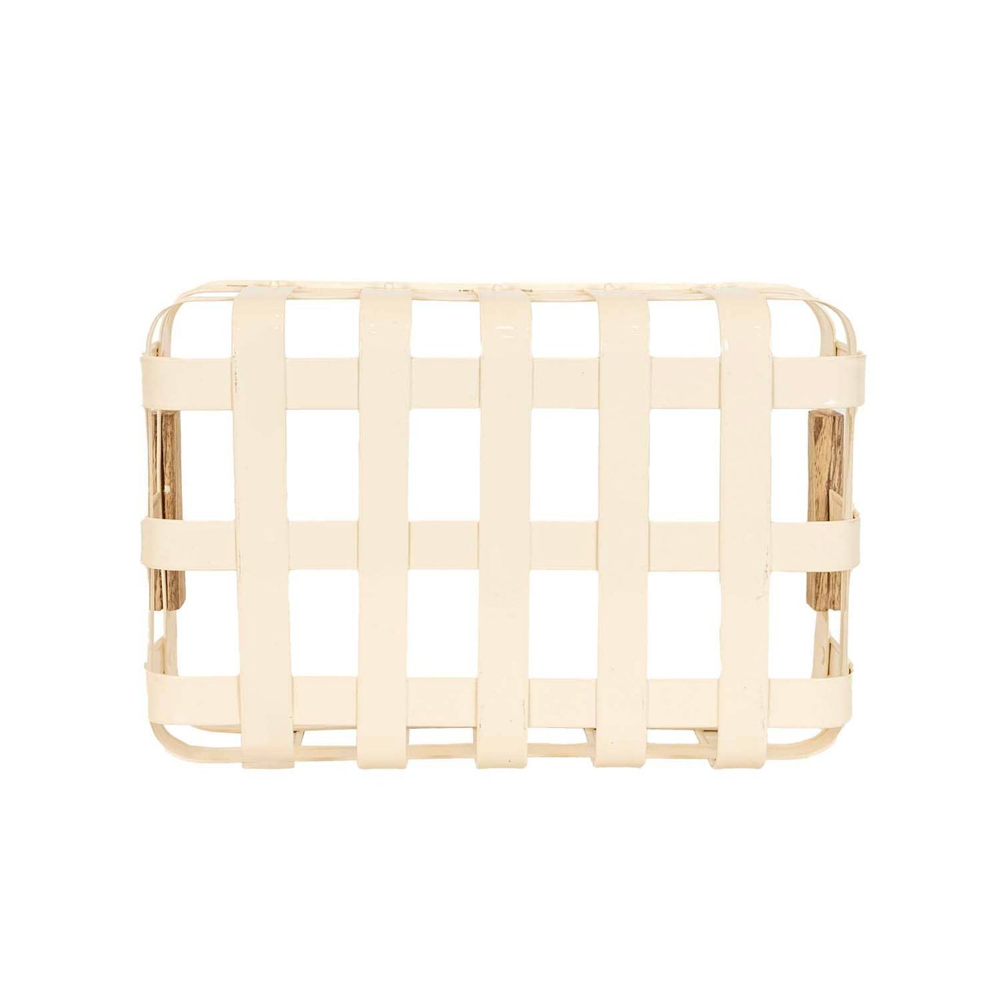 Clement Set 3 Kitchen Baskets White Metal Wood Handles