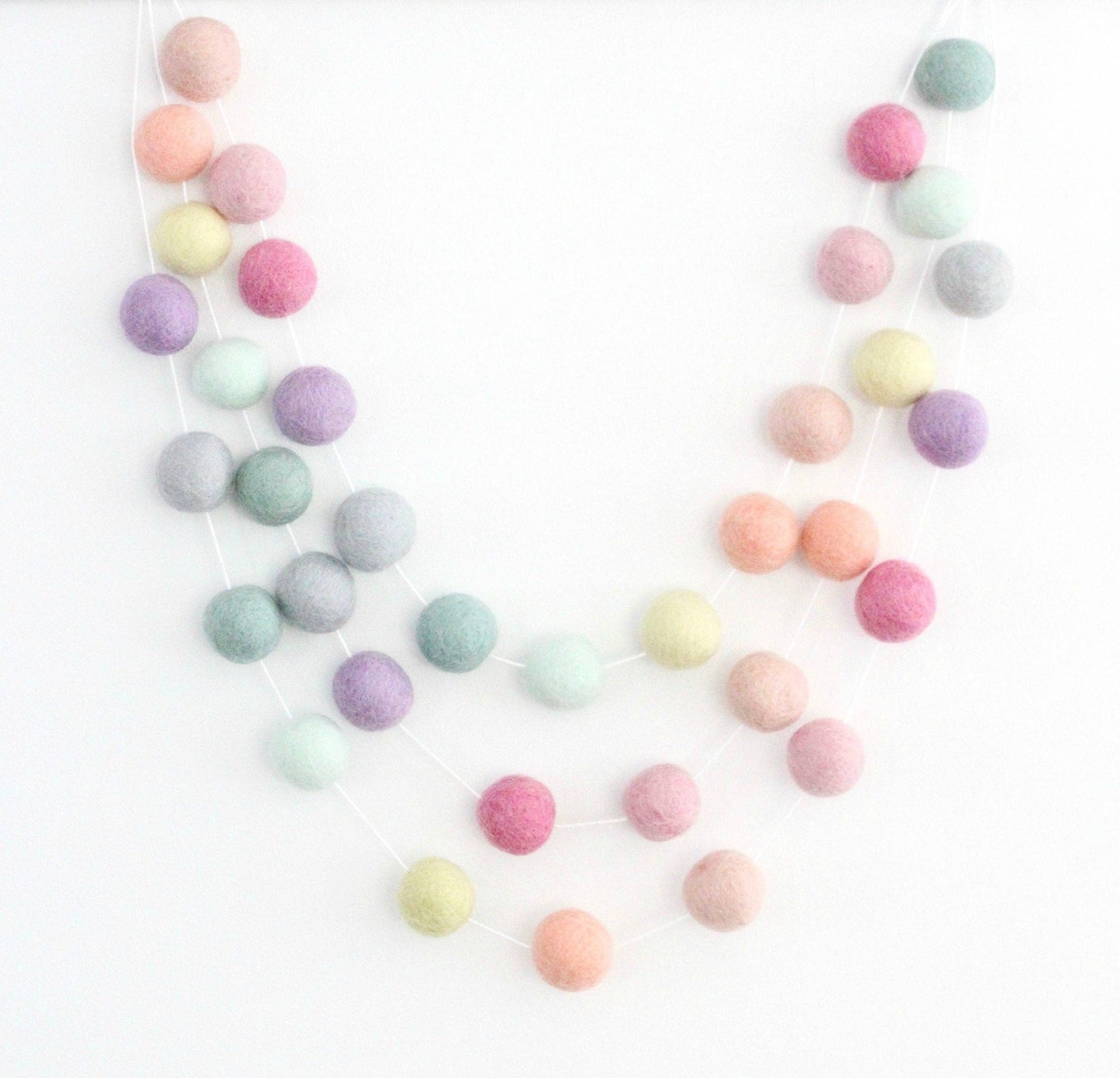 Rainbow Sorbet Felt Ball Garland