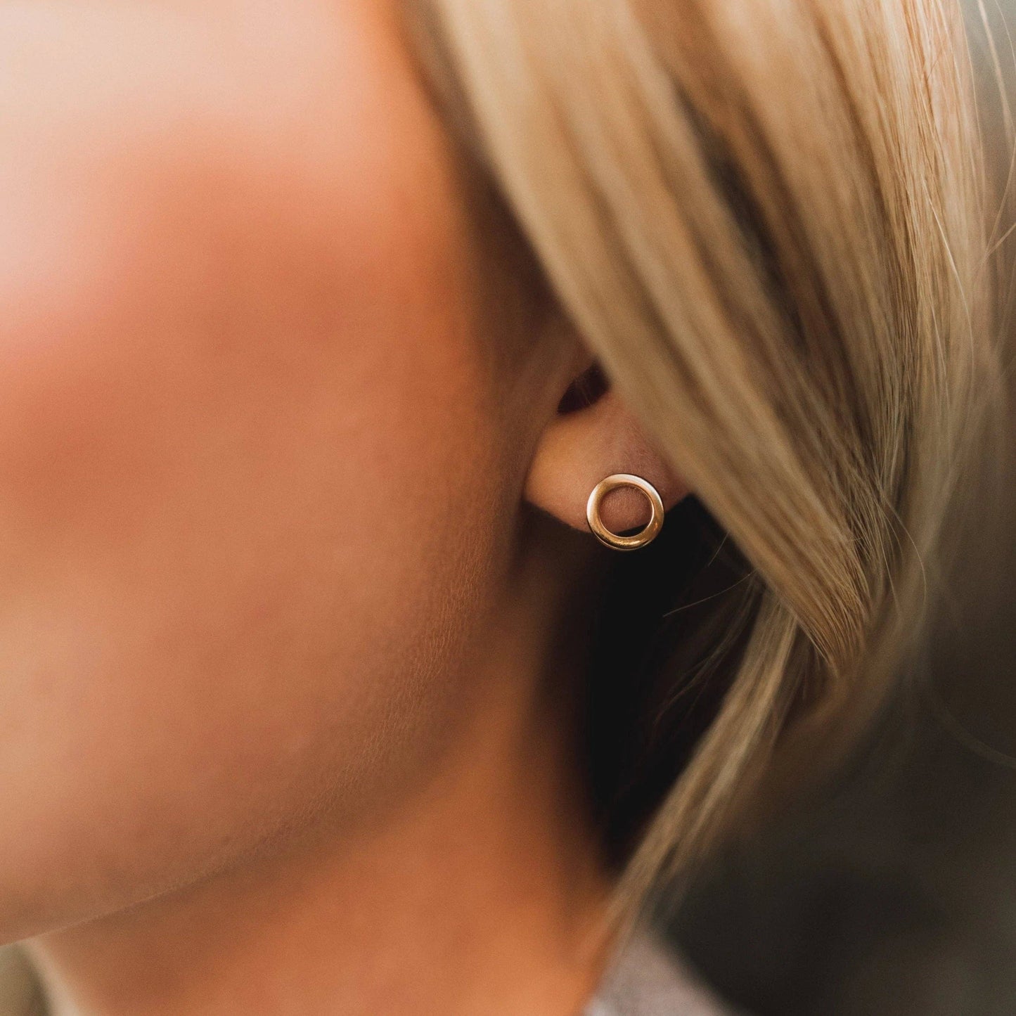 Open Circle Stud Earrings - Hypoallergenic, Handmade, Dainty