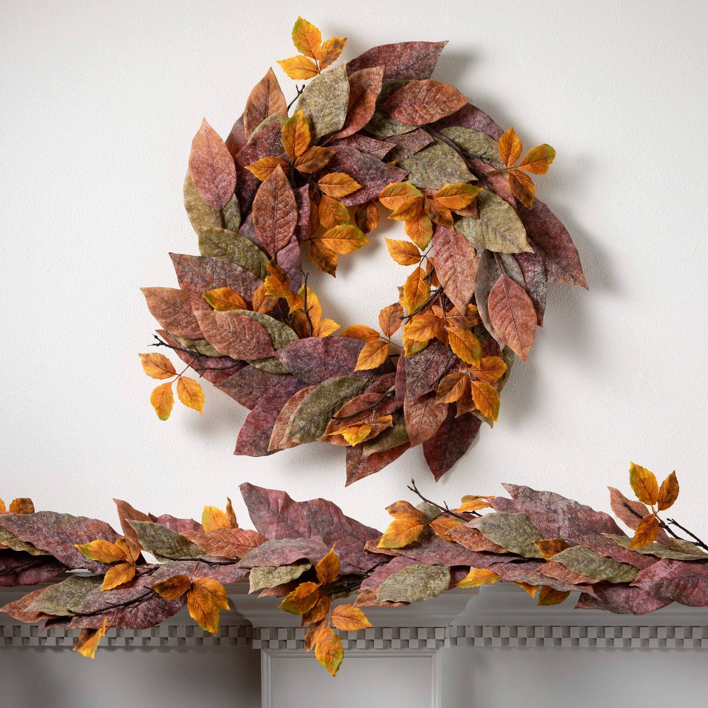 Warm Fall Mixed Leaf Wreath