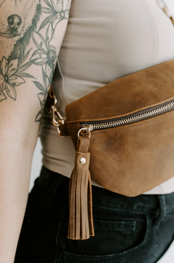 Genuine Leather Fanny Pack Adjustable Crossbody Bag