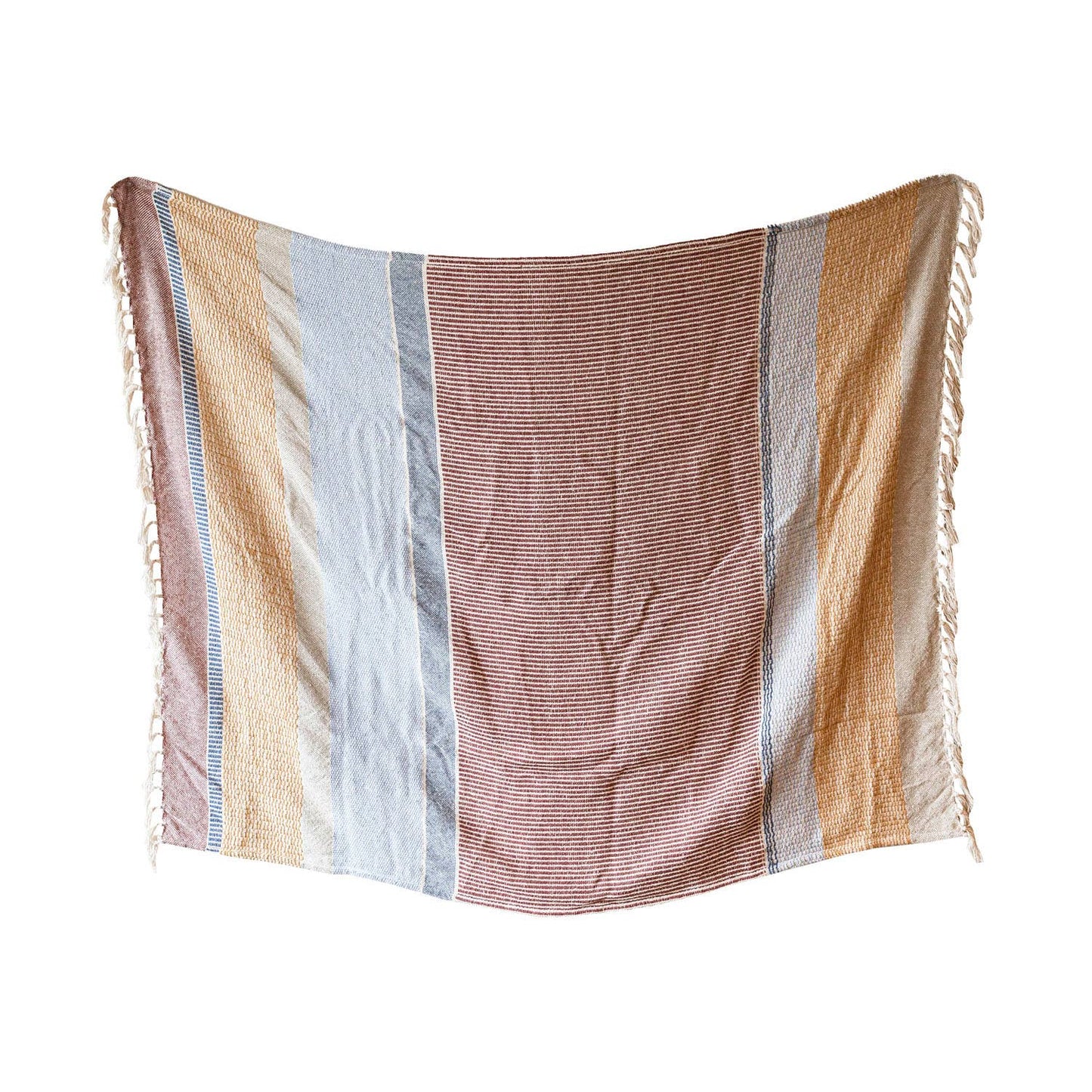 Hand Woven Gloria Striped Throw Red Multi Color