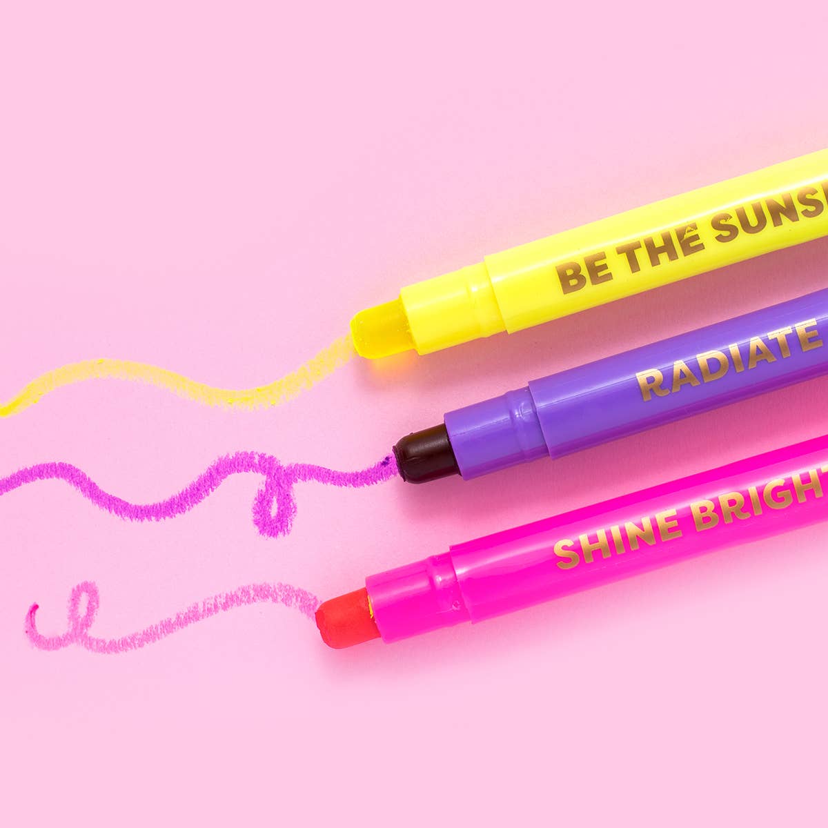 Wax Highlighter Set - Motivational - Asst Clrs - 3 Piece Set