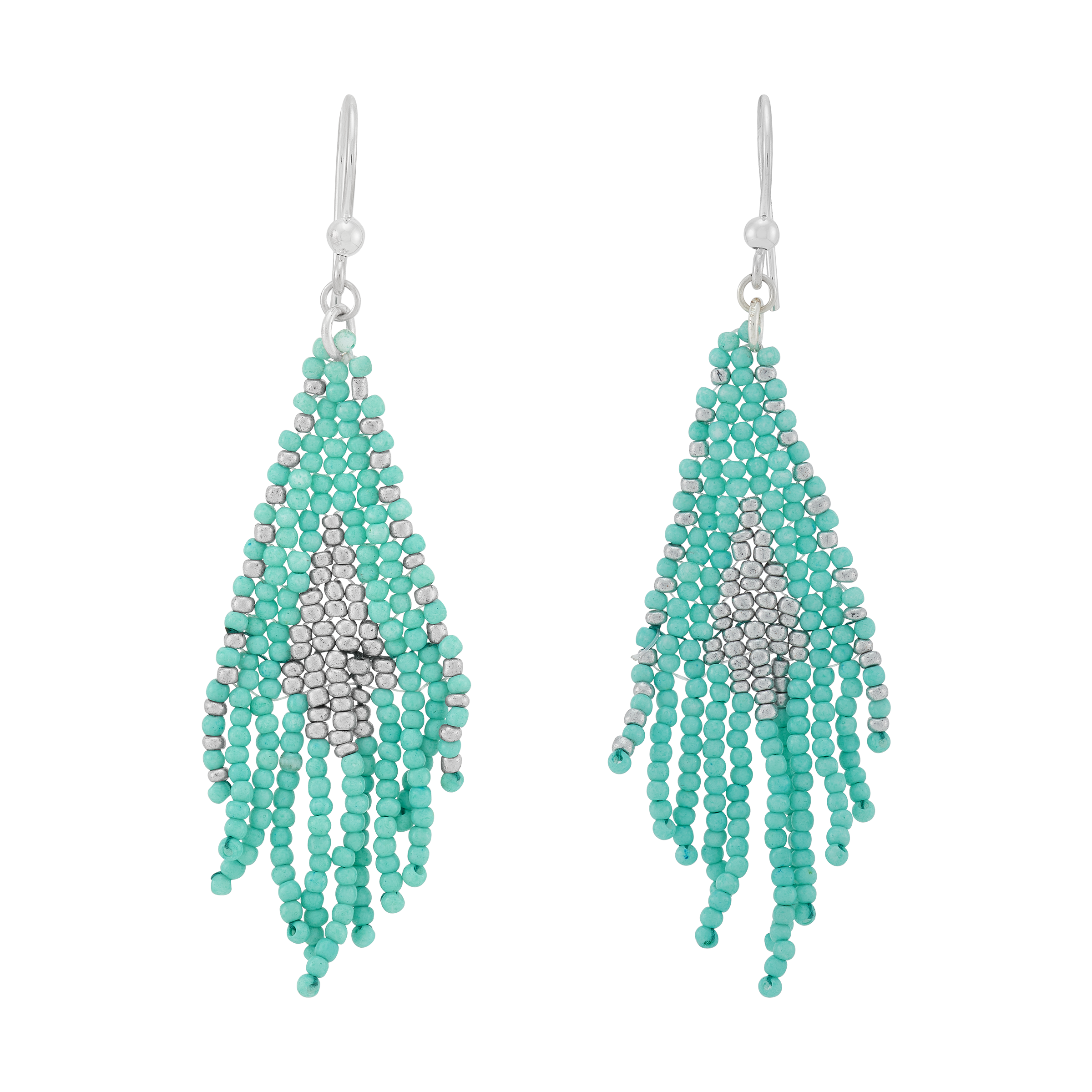 Silpada 'Tranquil Cascade' Sterling Silver Teal Seed Bead Dangle Earrings