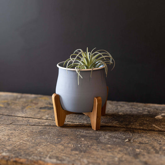 Belle Planter Pot With Stand Vintage Blue Metal