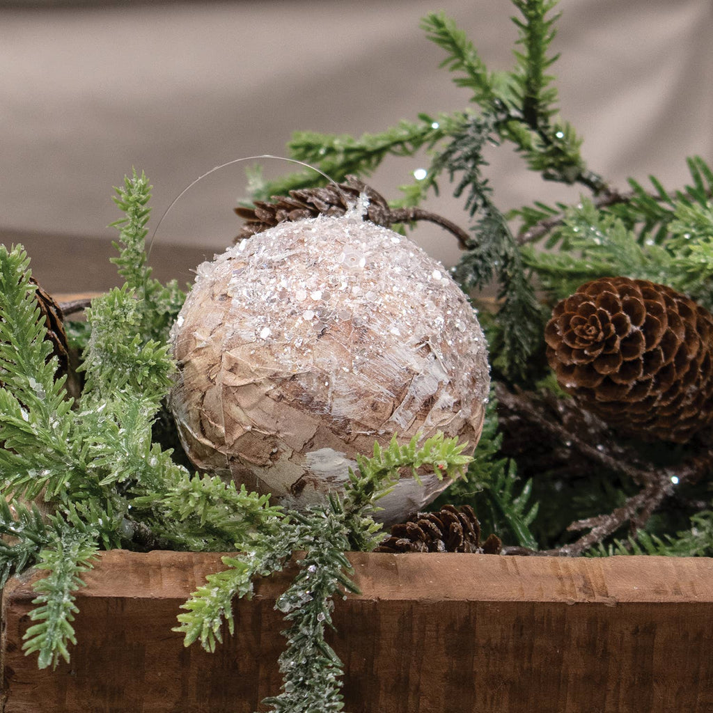 Sparkle Birch Ball Ornament - 3"