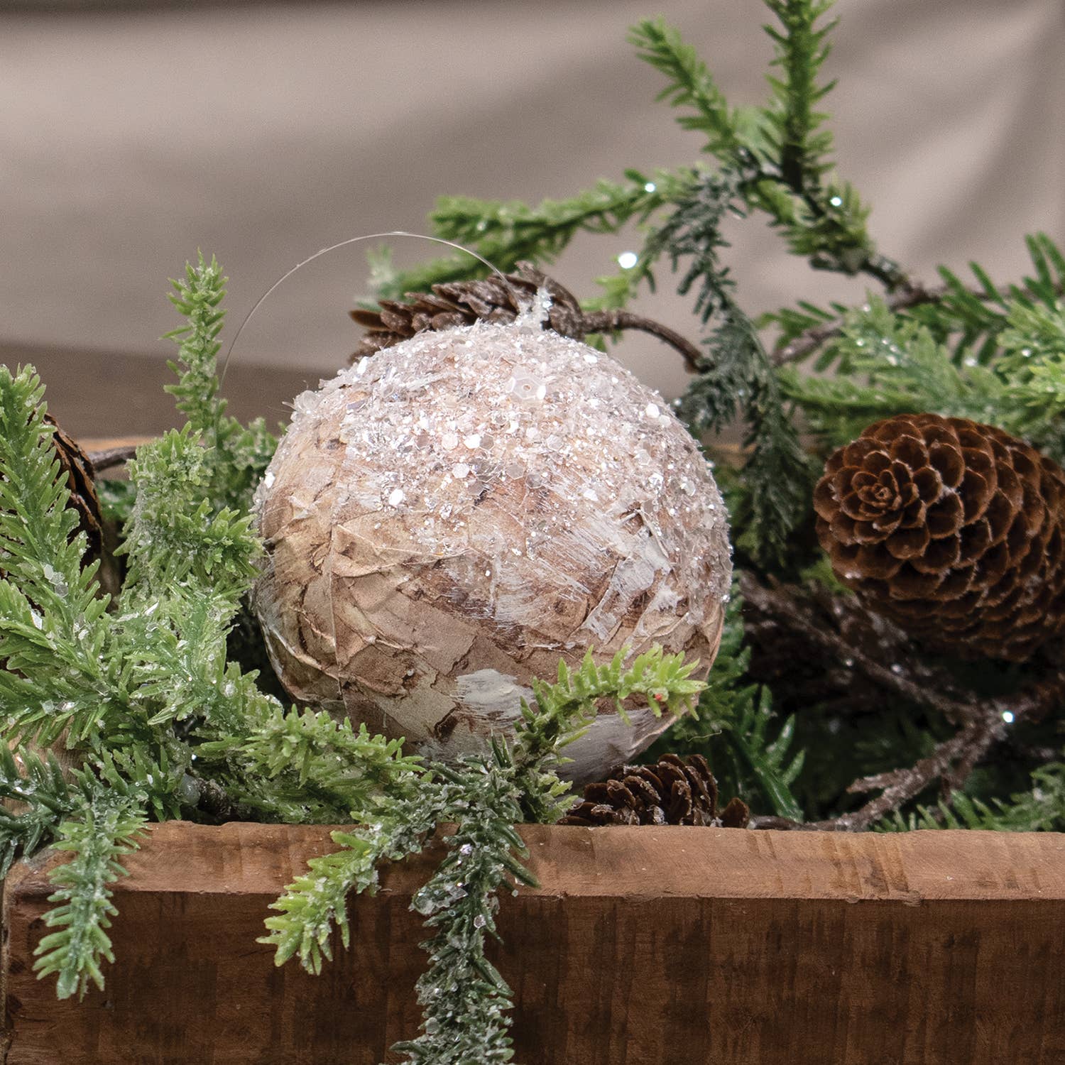 Sparkle Birch Ball Ornament - 3"