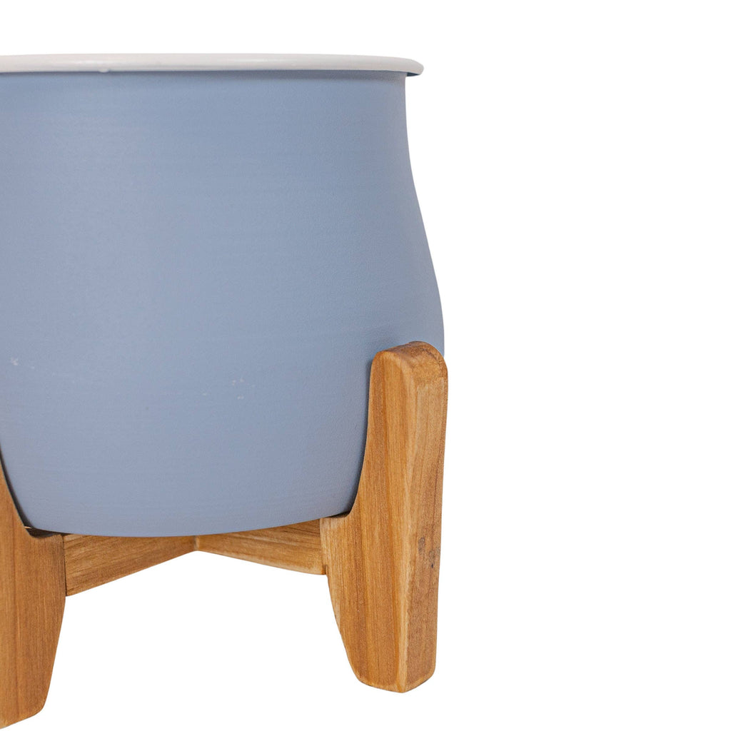 Belle Planter Pot With Stand Vintage Blue Metal