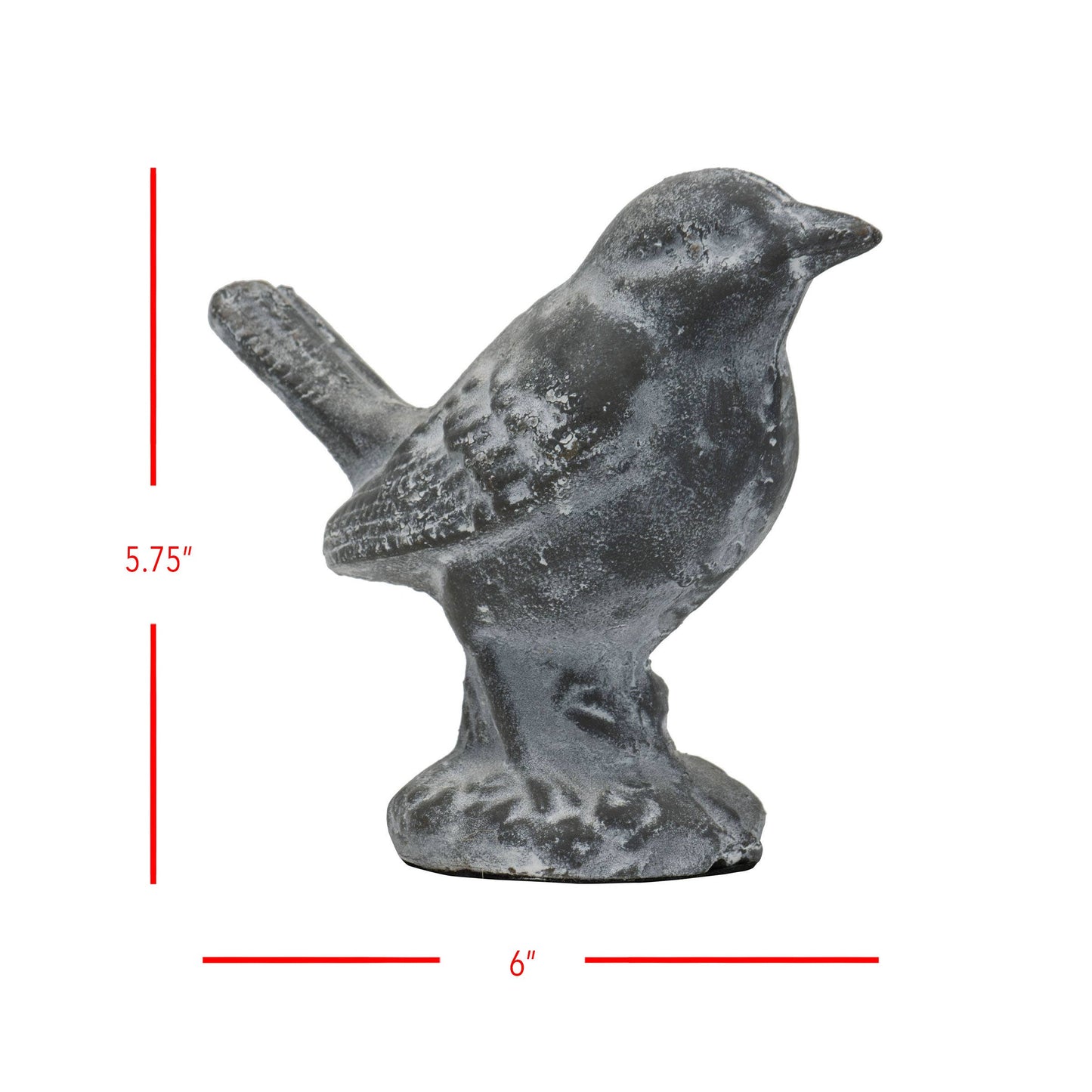 Flora Gray Vintage Whitewashed Metal Bird Figurine