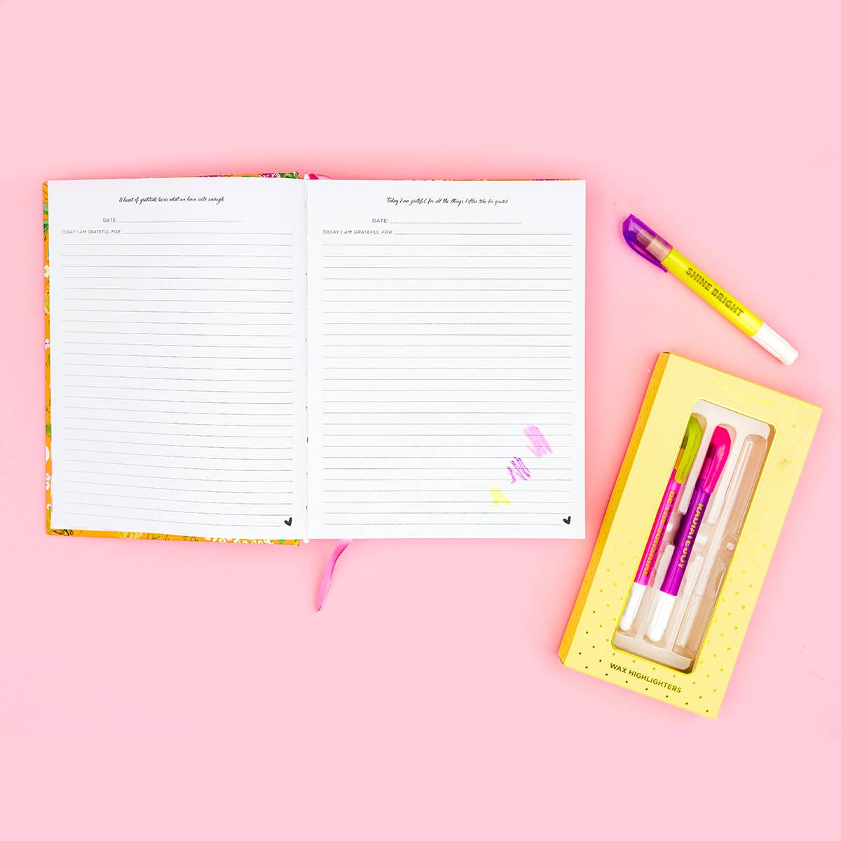 Wax Highlighter Set - Motivational - Asst Clrs - 3 Piece Set