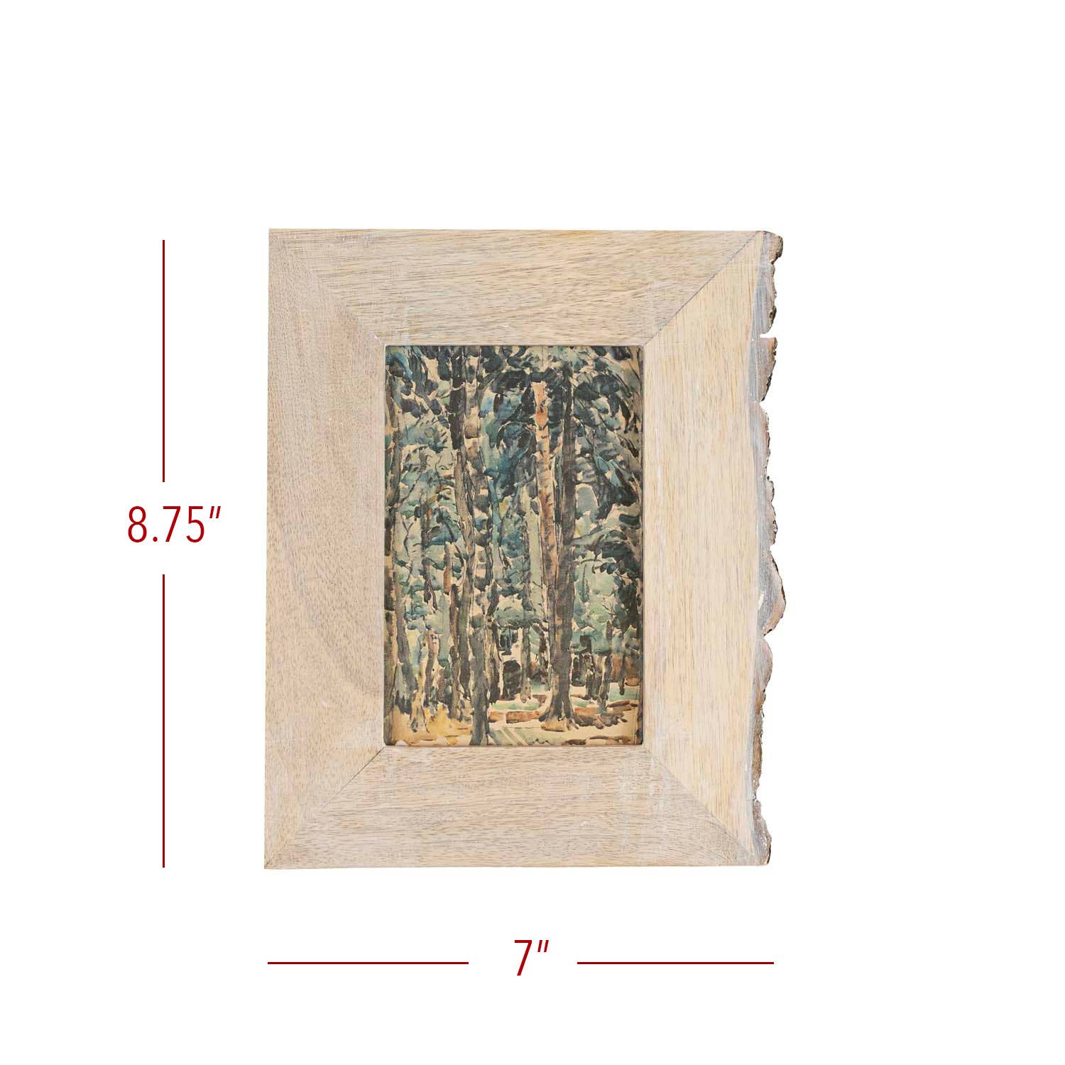 Ashton 4x6 Photo Live Edge Side Picture Frame Whitewash Wood