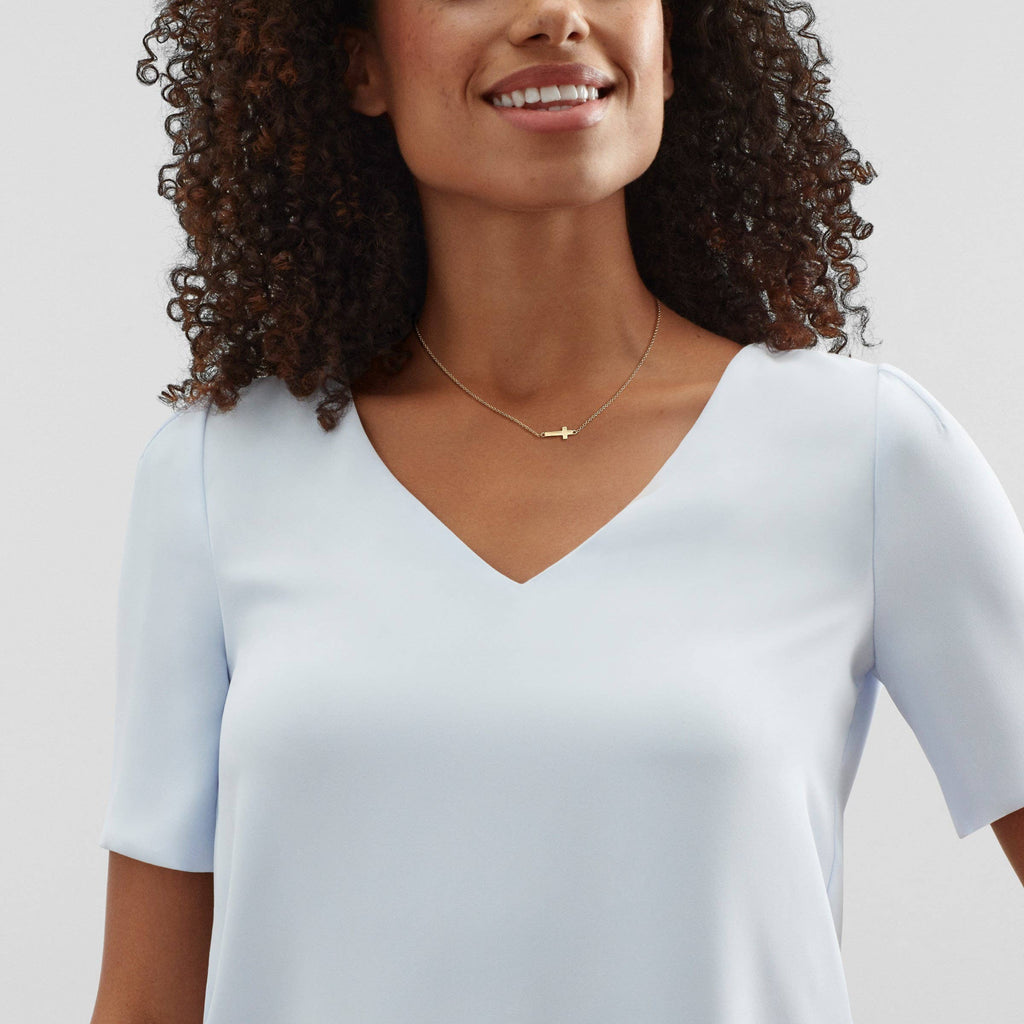 Silpada 'Simplex Cross' Horizontal Cross Necklace in Sterling Silver & Gold