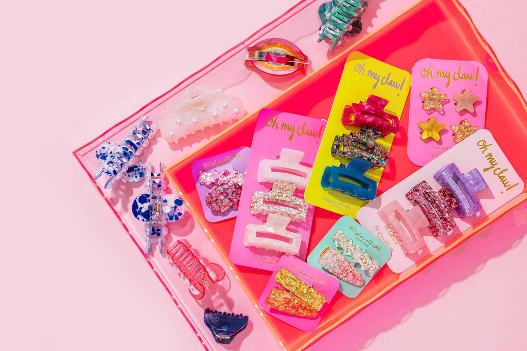 Claw Hair Clip Trio - Med - Pearl Confetti / White / Pearl