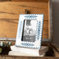 Gemma 4x6 Photo Botanical Picture Frame Blue Resin