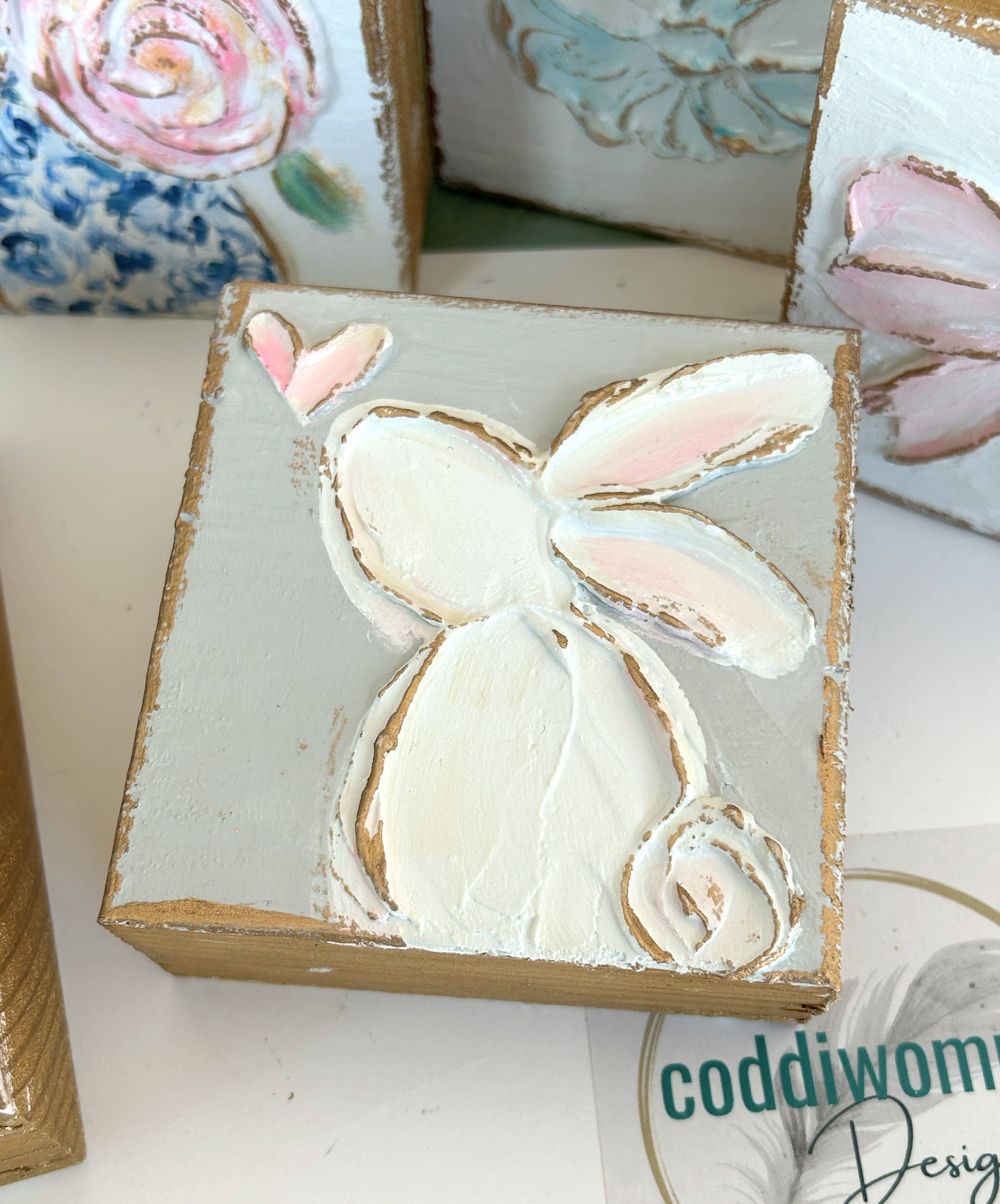 Bunny heart mini block  |  floral Easter Spring baby nursery