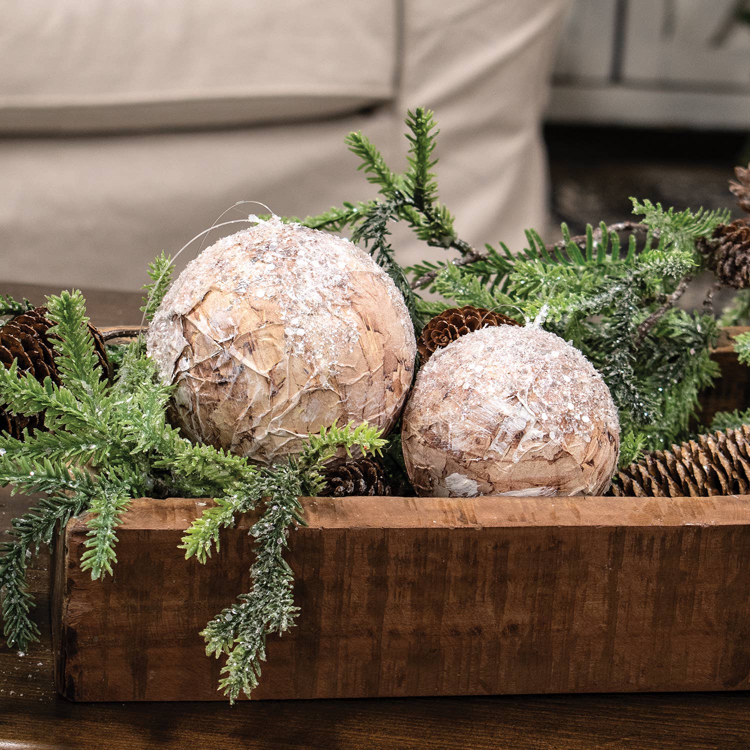 Sparkle Birch Ball Ornament - 3"