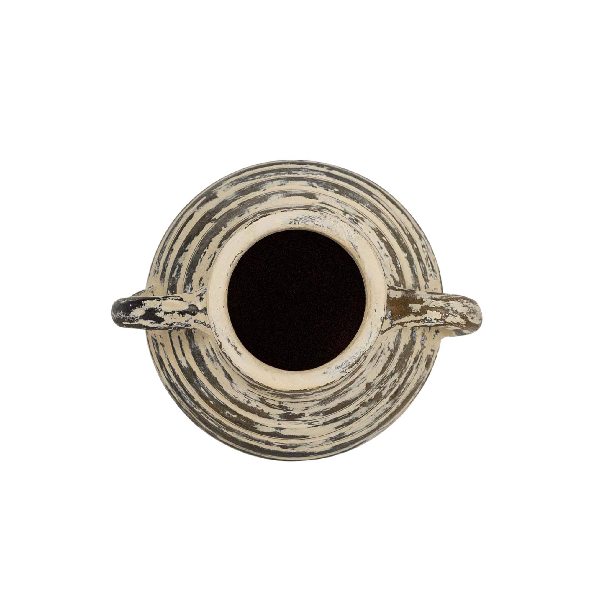 Gideon Ribbed with Handles Vase Cream Terracotta