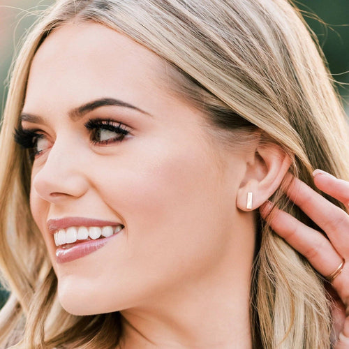 Bar Stud Earrings - Hypoallergenic, Dainty, Minimalist