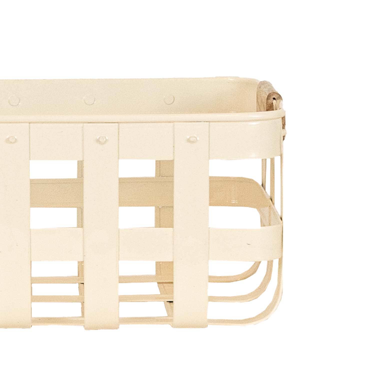 Clement Set 3 Kitchen Baskets White Metal Wood Handles