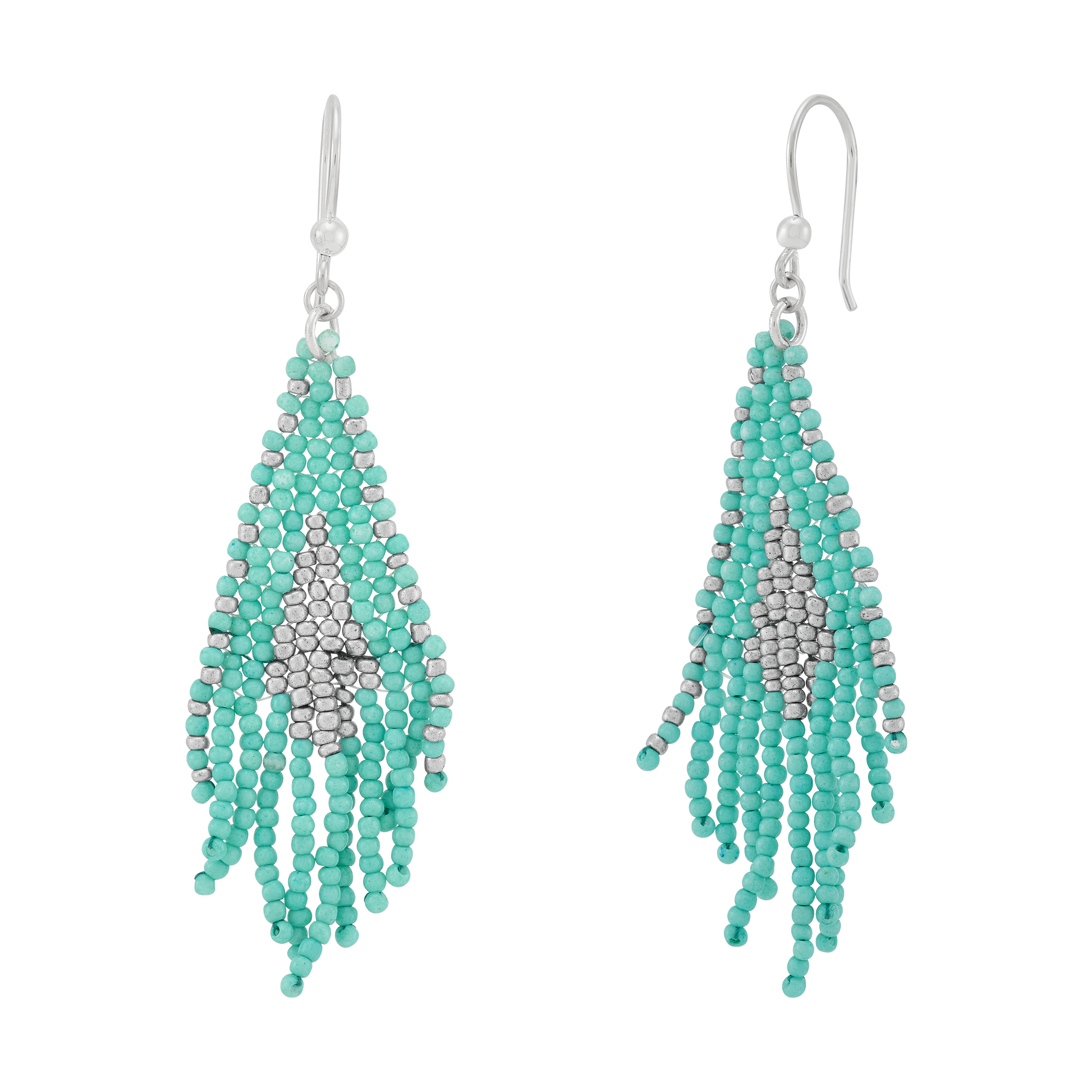 Silpada 'Tranquil Cascade' Sterling Silver Teal Seed Bead Dangle Earrings