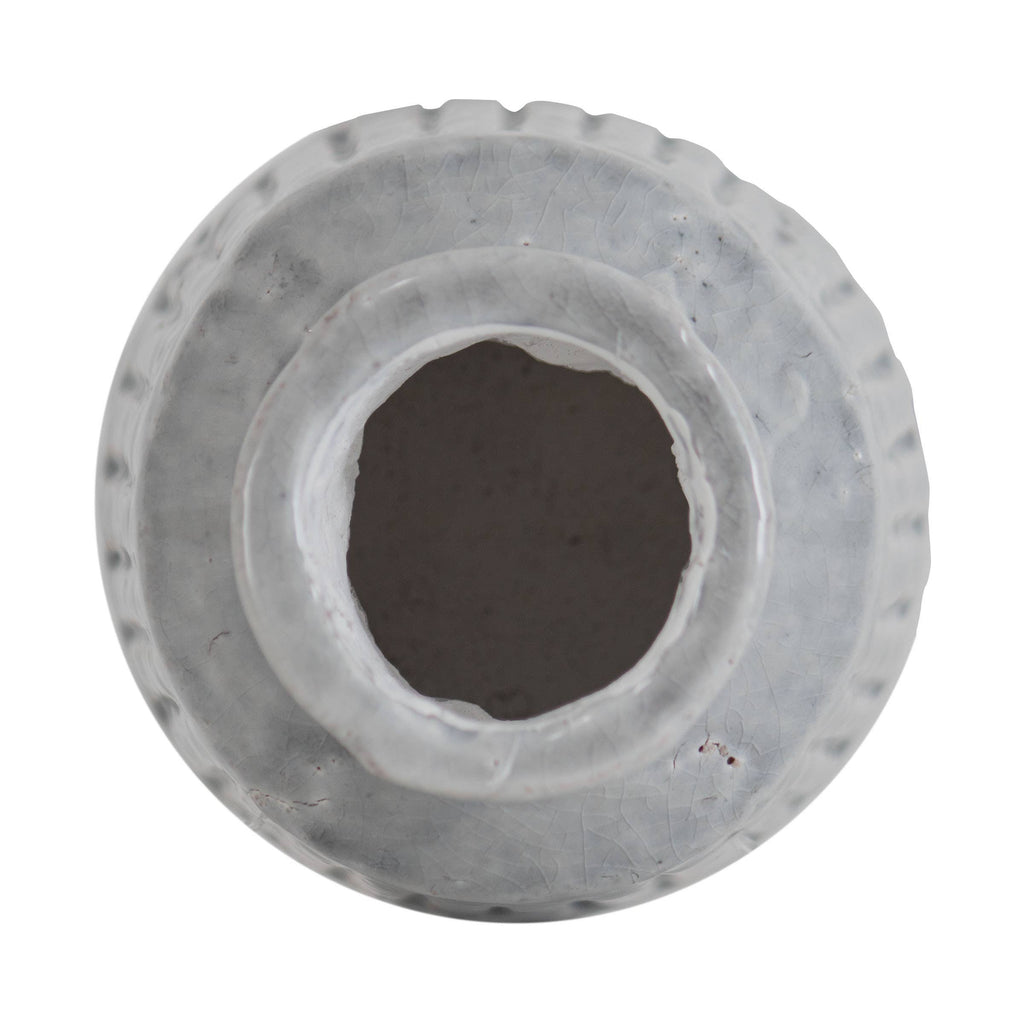 Bettina Handmade Gray Terracotta Vase Carved Stripes