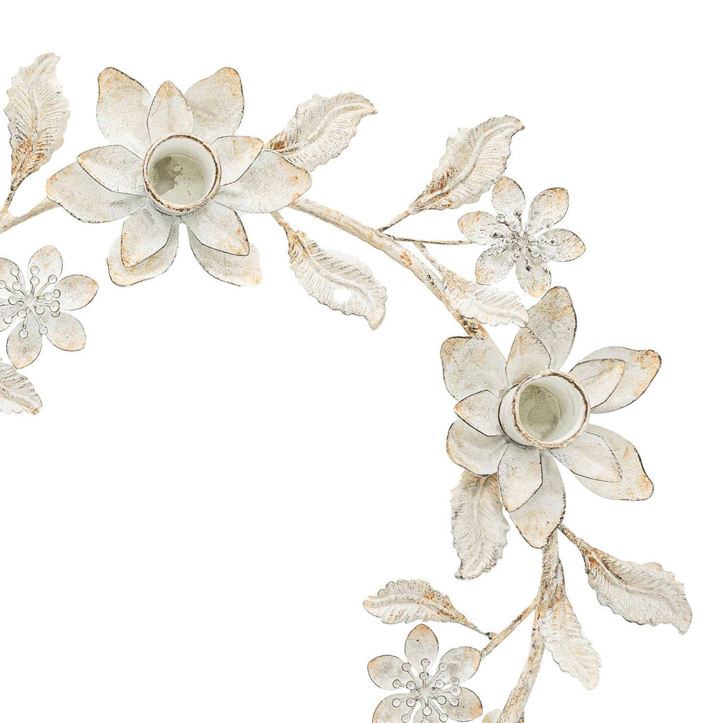 Abeline Antique Finish Floral Wreath 5 Taper Candle Holder