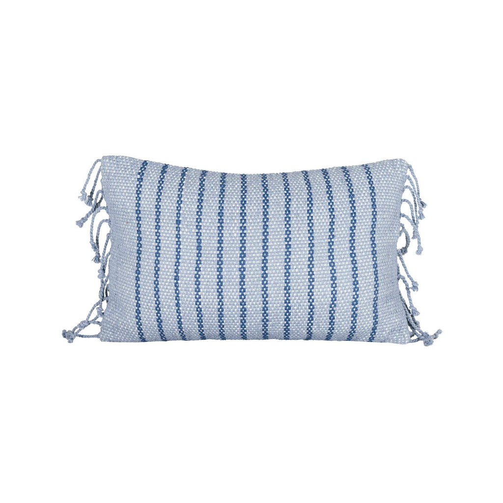 14x22 Hand Woven Liberty Striped Pillow Blue