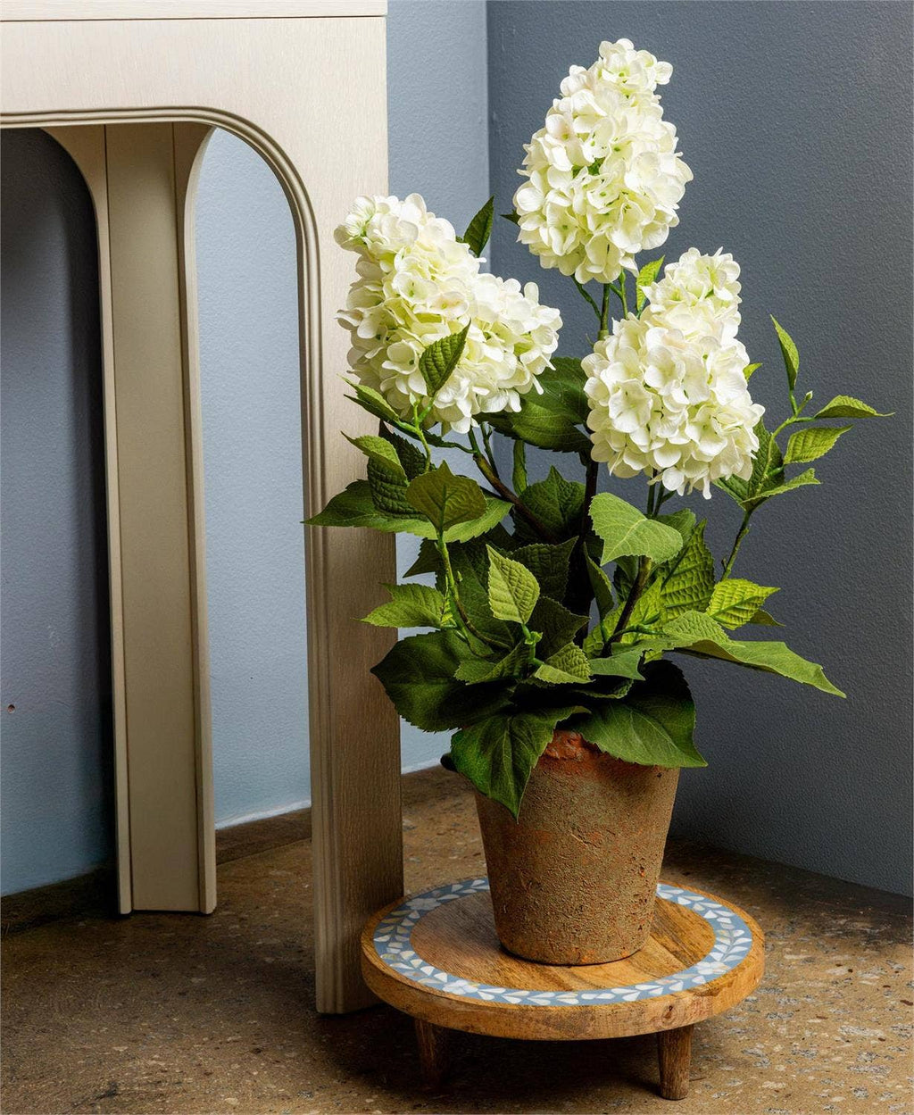 White Hydrangea Pot