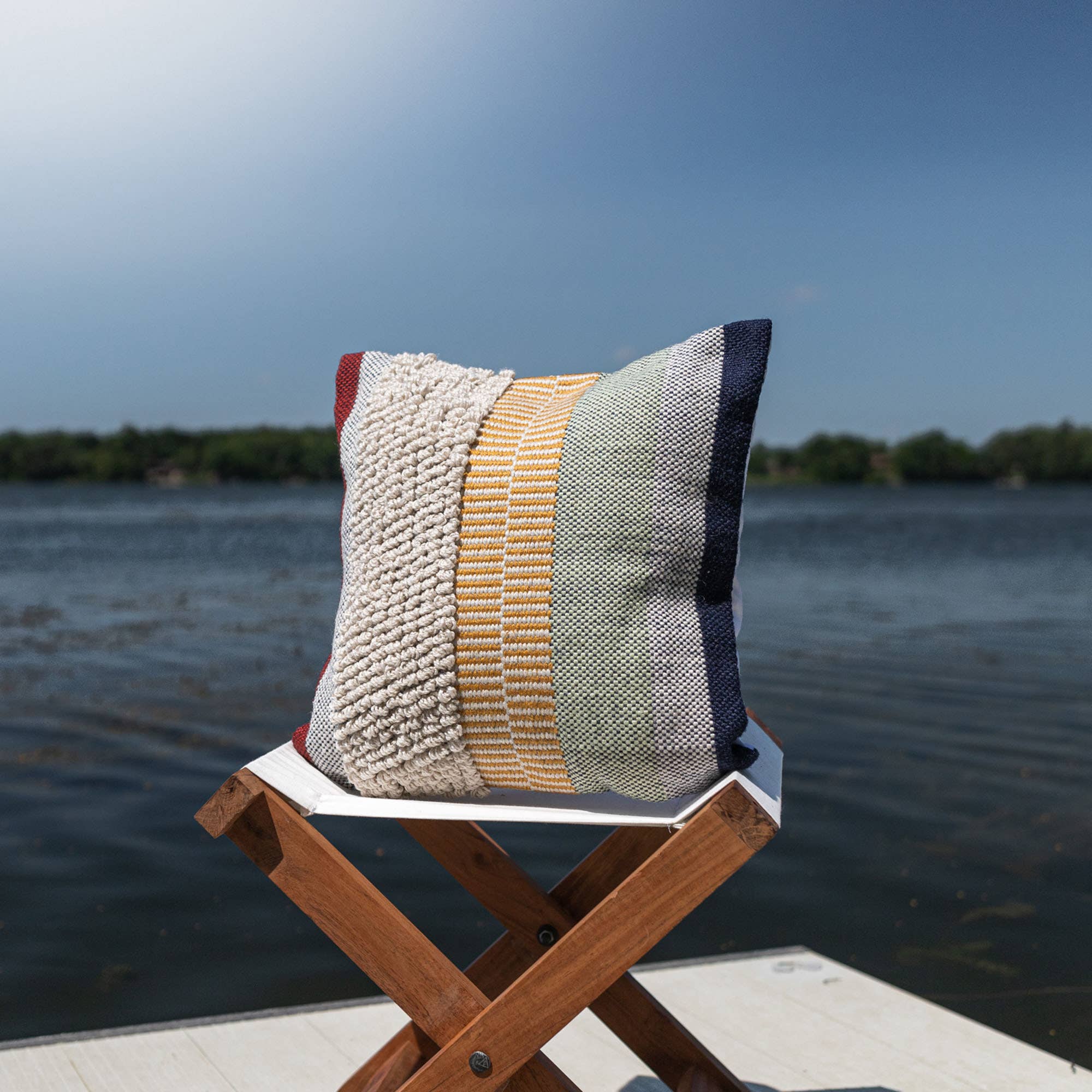 18x18 Ashton Outdoor Indoor Striped Pillow Multi Colored