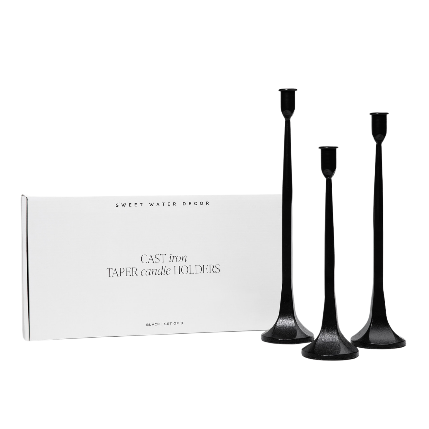 Cast Iron Taper Candle Holders, Set of 3 - Home Decor
