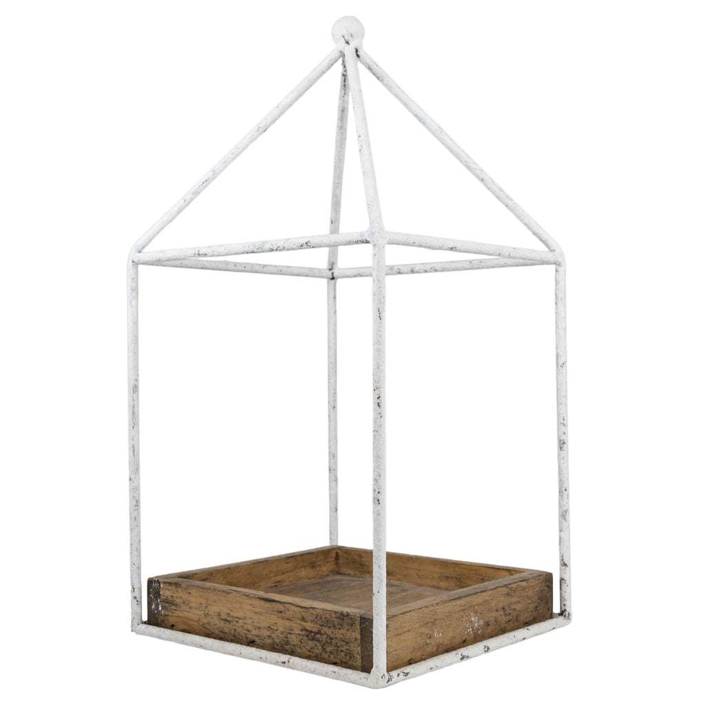 Belle Platform Tray White Metal & Wood