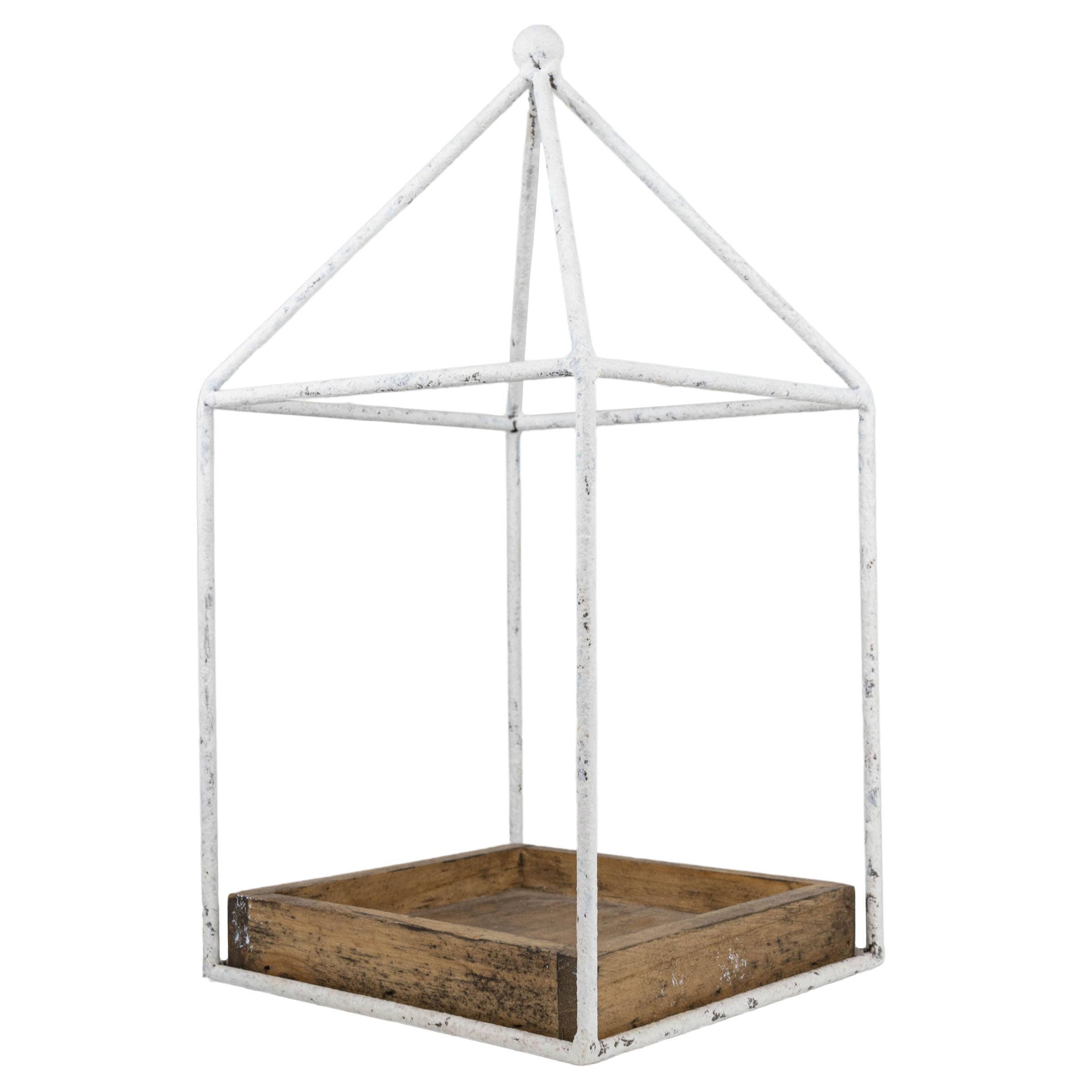 Belle Platform Tray White Metal & Wood