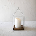 Belle Platform Tray White Metal & Wood