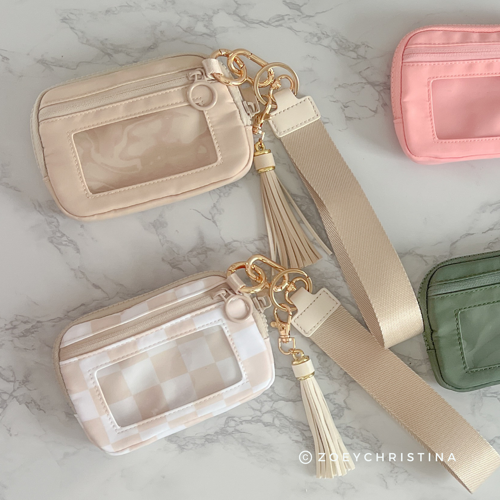 Tassel Zipper Wristlet Wallet with Clear ID Slot – 4 Colors