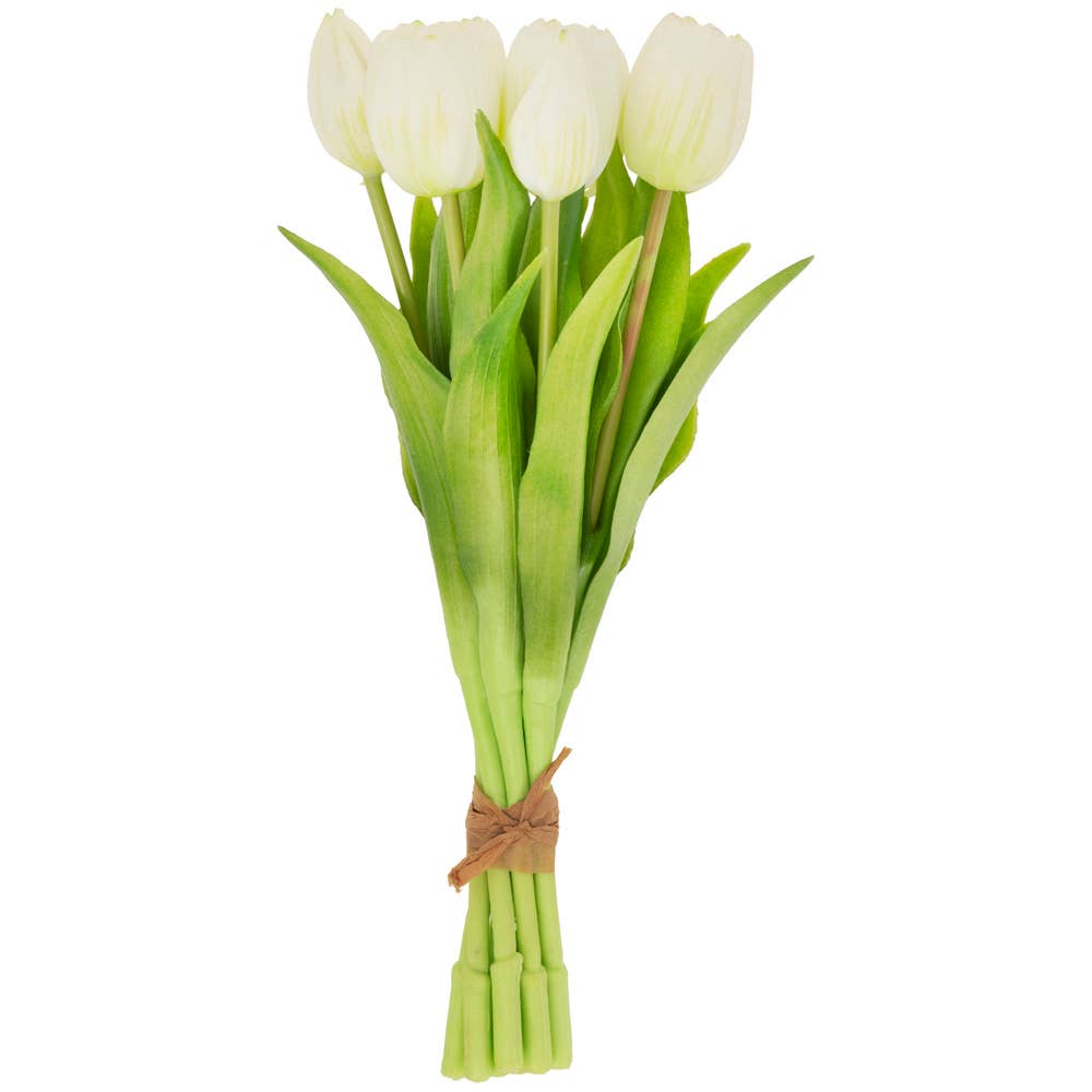 12.5" Fresh Picked White Faux Tulip Bundle S/8