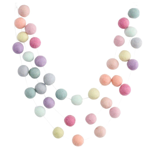 Rainbow Sorbet Felt Ball Garland