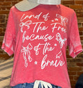 Land of the Free because of the Brave Unisex Adult Short Sleeve Tee