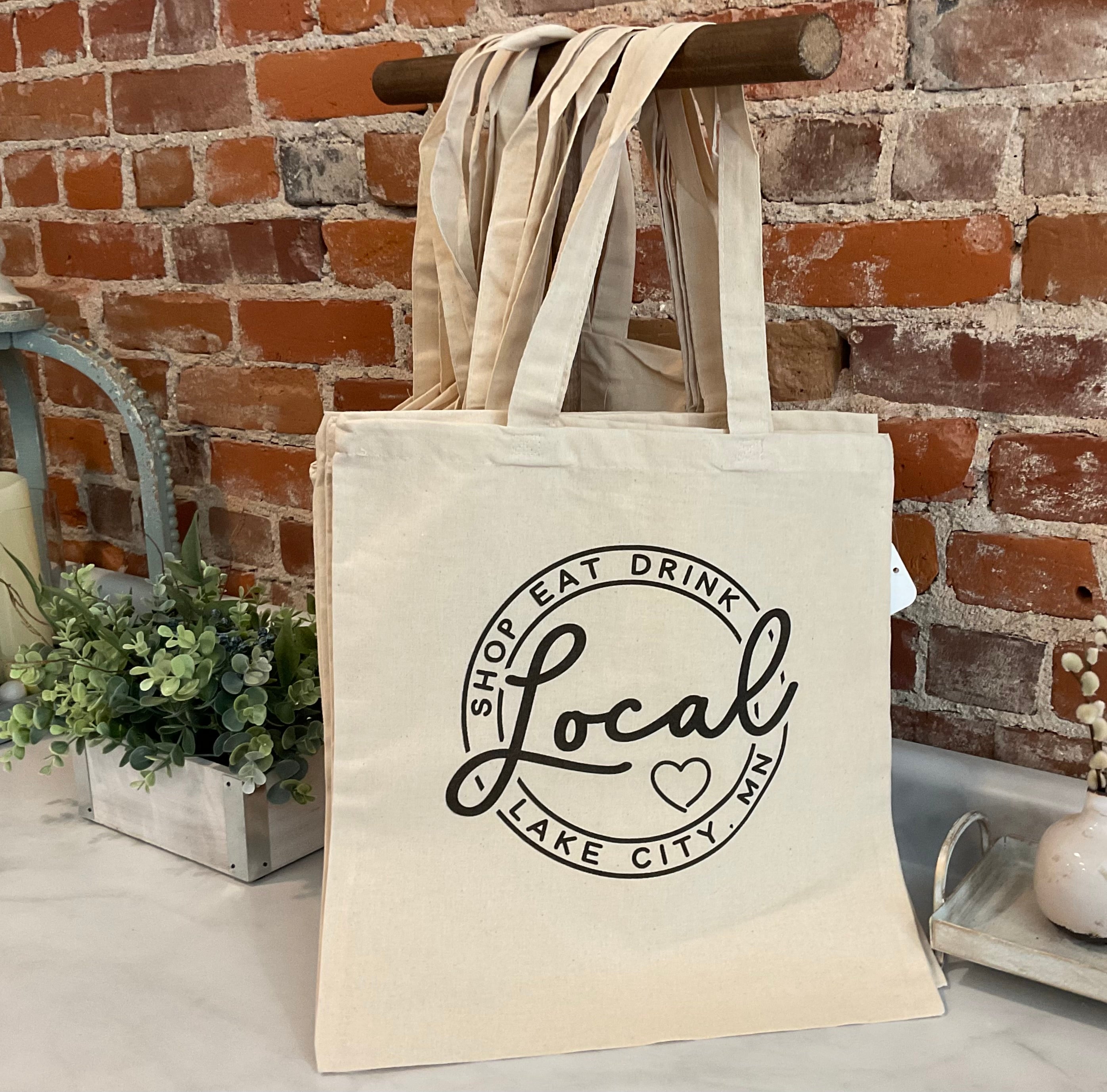 Local Circle Shop Eat Drink Cotton Canvas Tote