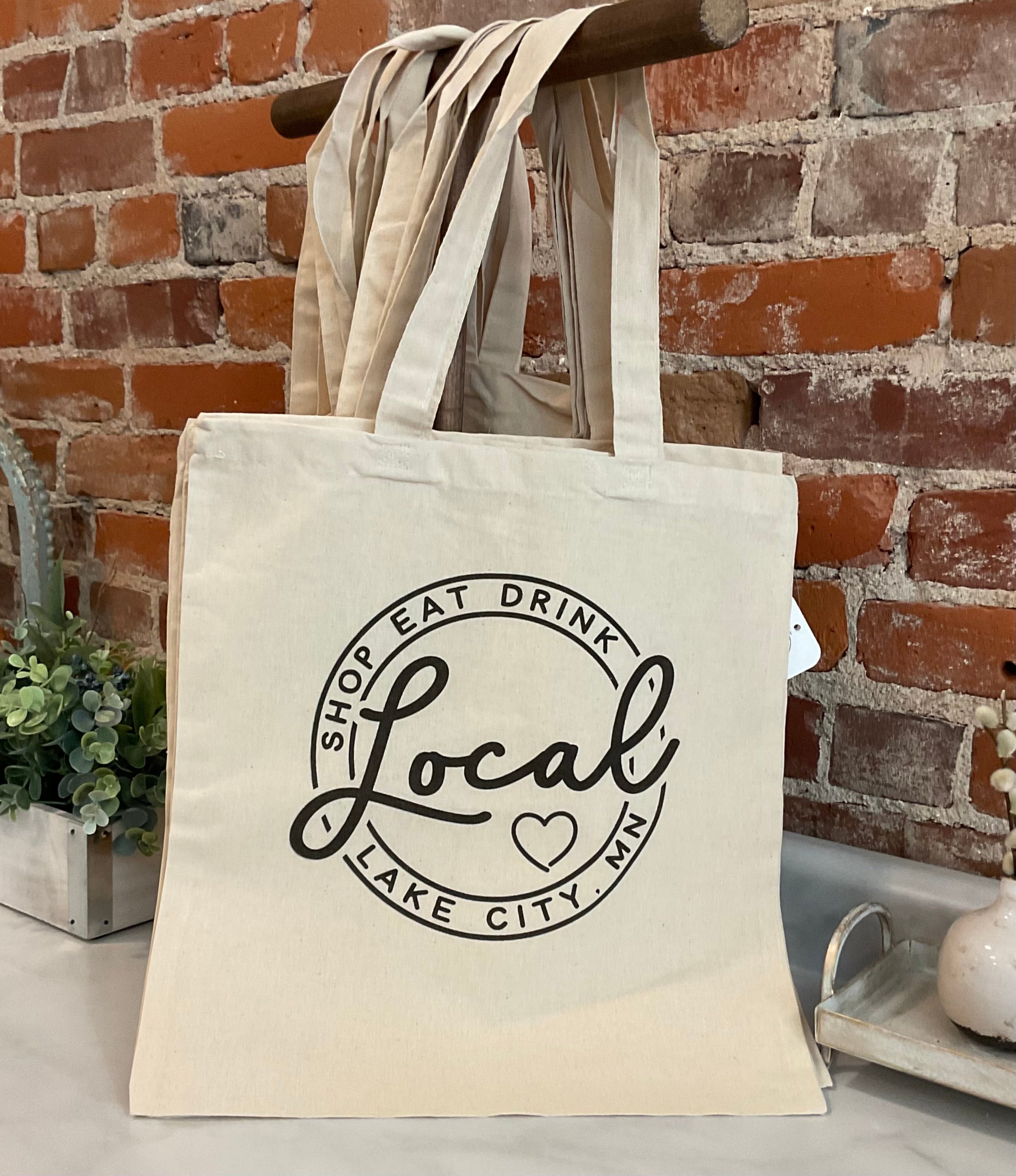 Local Circle Shop Eat Drink Cotton Canvas Tote